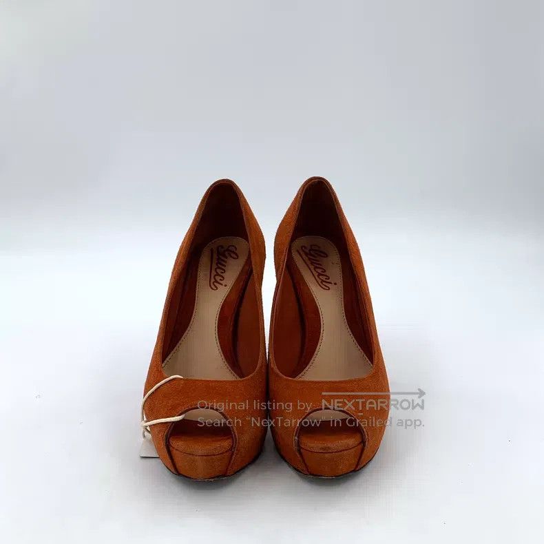 Gucci Gucci Orange suede fish mouth waterproof platform high hee Size US 12 / IT 42 - 3 Thumbnail