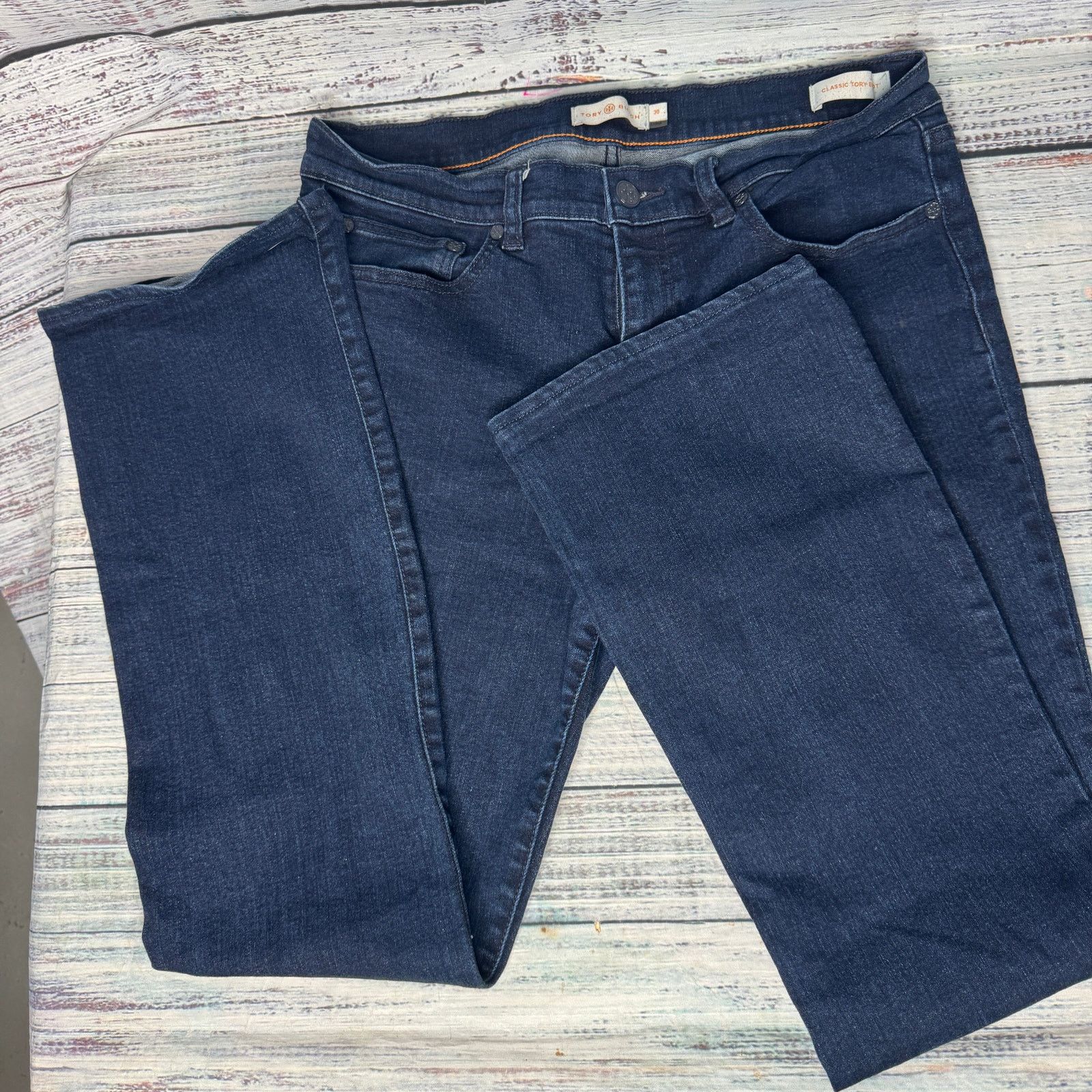 Tory Burch Tory Burch Classic Tory Boot Dark Wash Jeans 30 Size 30" / US 8 / IT 44 - 2 Thumbnail