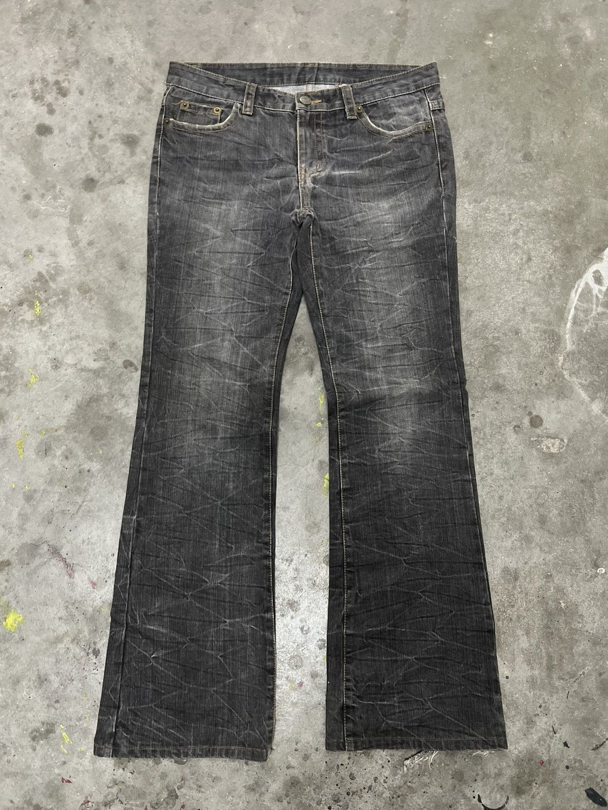 Japanese Brand × Vintage FLARED🔥UNKNOWN DISTRESSED DENIM PANT Size US 33 - 1 Thumbnail