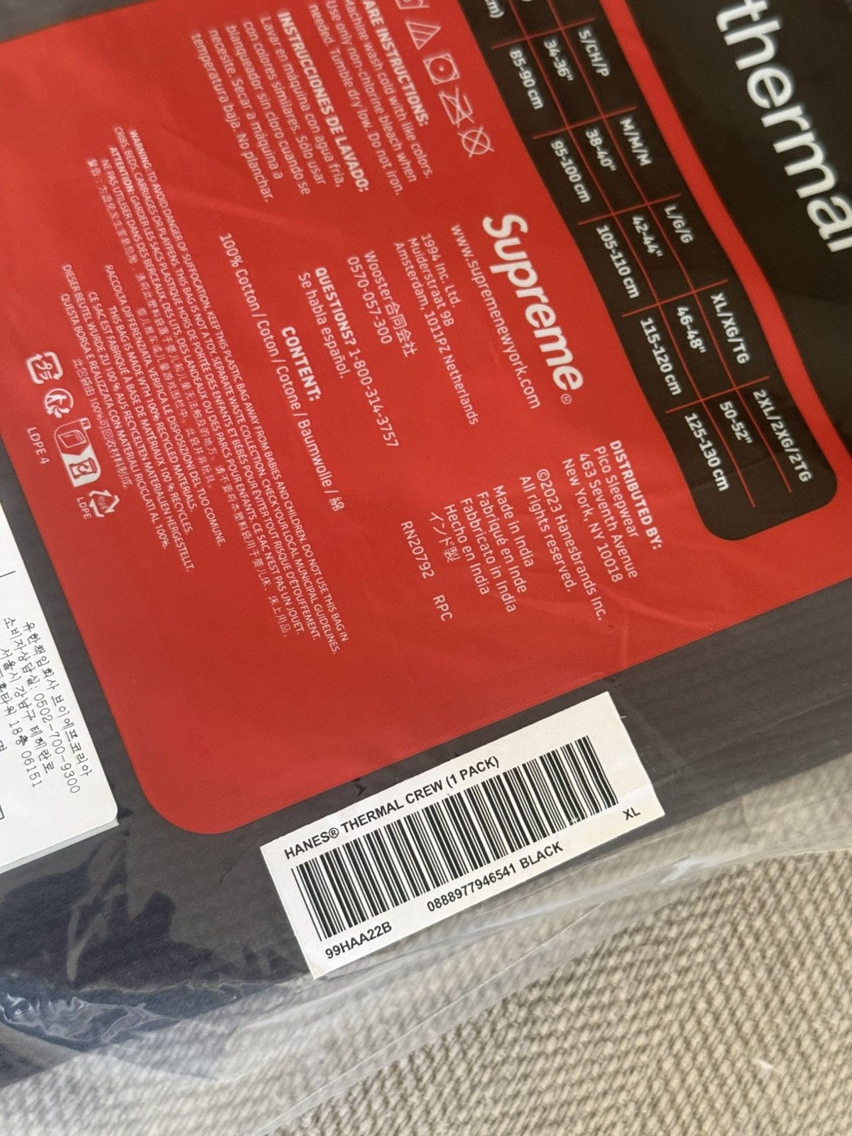 Supreme Supreme x Hanes Thermal Crew (1 Pack) XL FW25 Size ONE SIZE - 3 Thumbnail