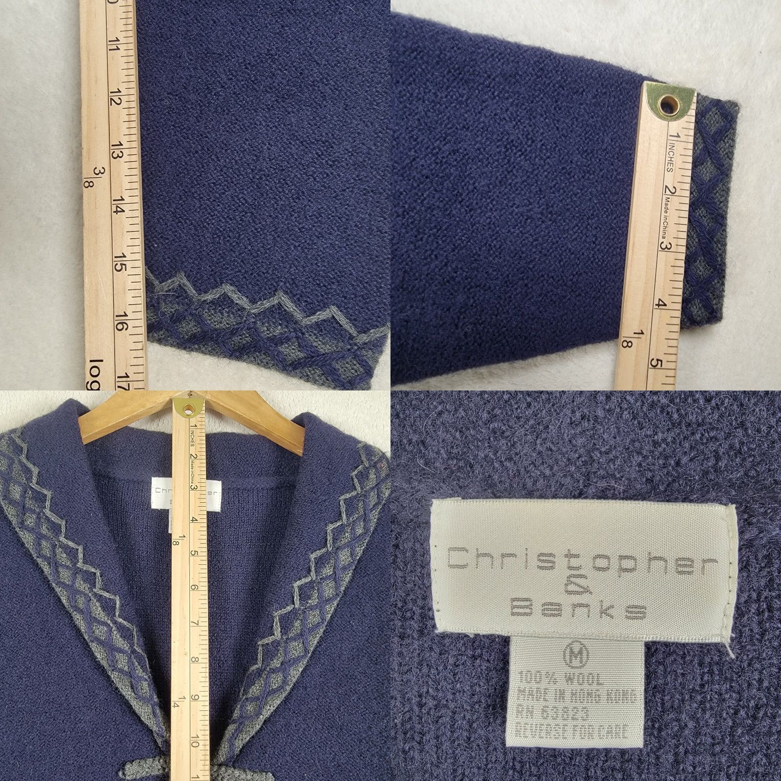 Vintage Christopher & Banks Cardigan 100% Wool Womens M Button Blue Knit V Neck Size M / US 6-8 / IT 42-44 - 9 Thumbnail
