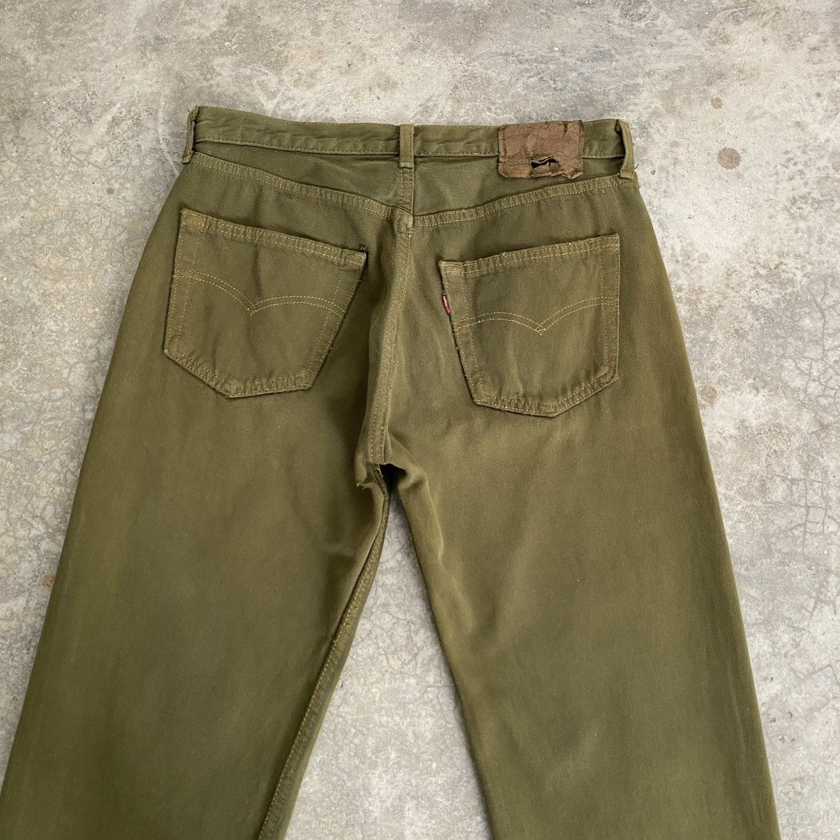 Levi's Vintage Levis 501 Faded Green Overdyed Distressed Jeans Size US 31 - 10 Thumbnail