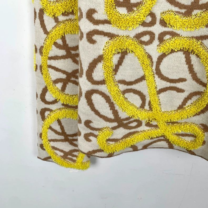 Loewe Loewe Yellow logo jacquard full print wool round neck long Size XS / US 0-2 / IT 36-38 - 5 Thumbnail