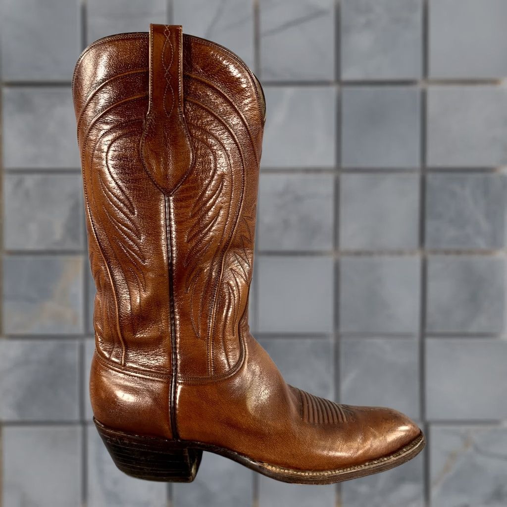 Vintage LUCCHESE Size 9 Brown Leather Pull On Boots Size US 9 / EU 42 - 1 Thumbnail