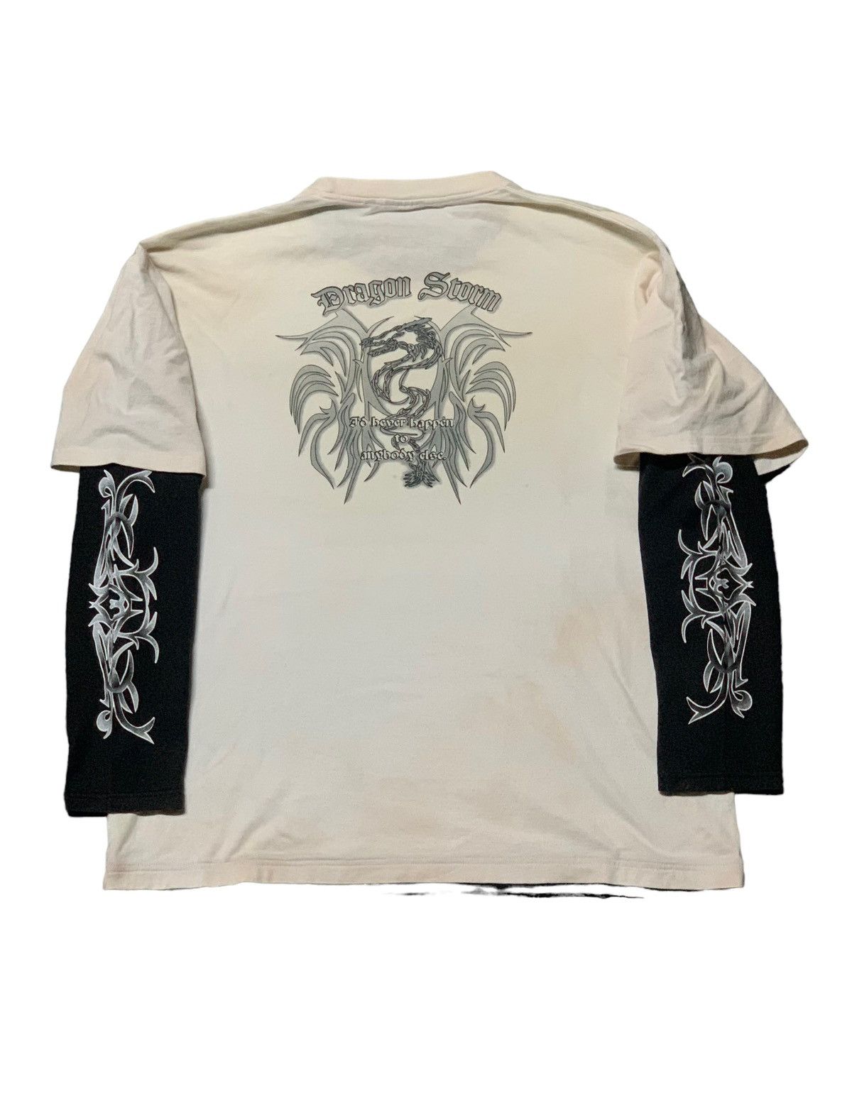 Affliction × Japanese Brand 💥Hill Crop Dragon Storm Layered Sleeves Tribal Design Shirt Size US XL / EU 56 / 4 - 2 Thumbnail