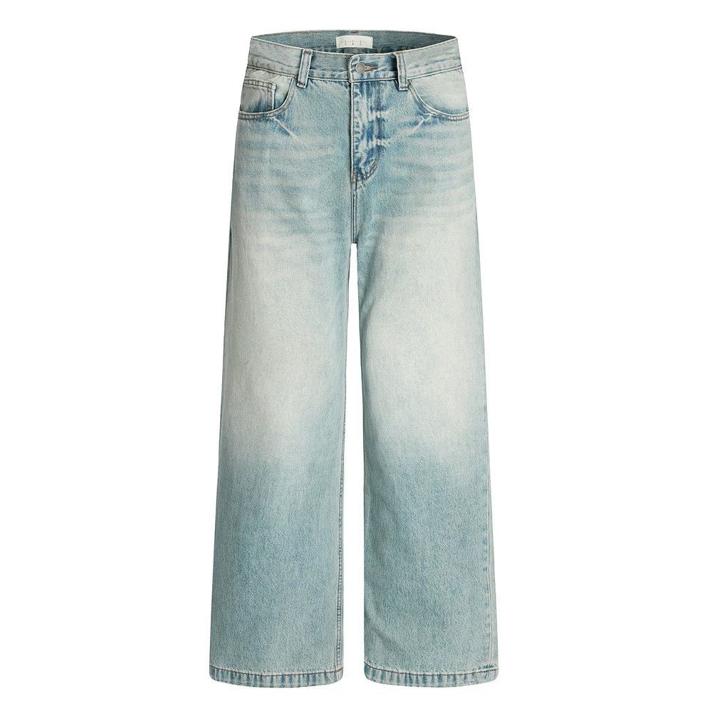 Jean Men's loose wide-leg punk distressed washed gradient jeans Size US 32 / EU 48 - 1 Thumbnail