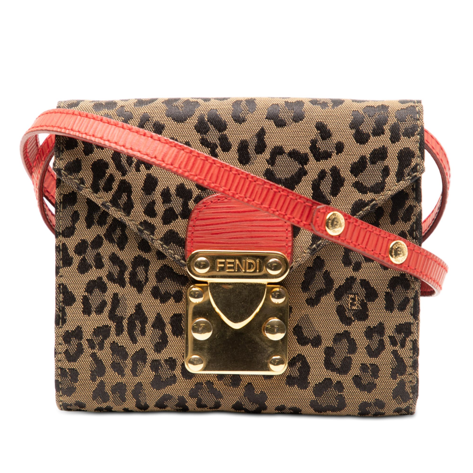 Fendi Fendi Mini Leopard Print Canvas Flap Crossbody Size ONE SIZE - 1 Thumbnail