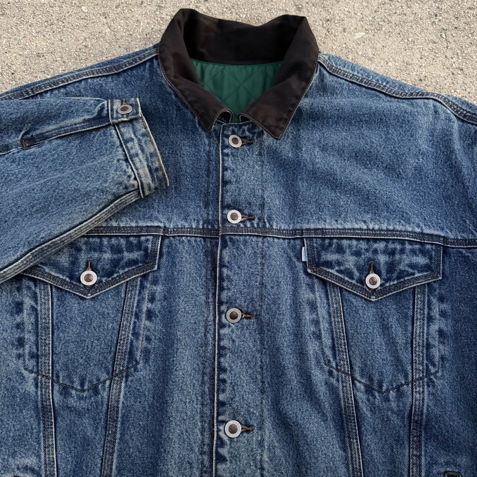 Levi's × Vintage Vintage 90s Levi’s Silvertab Reversible Puffer Denim Jacket Size US XL / EU 56 / 4 - 6 Thumbnail