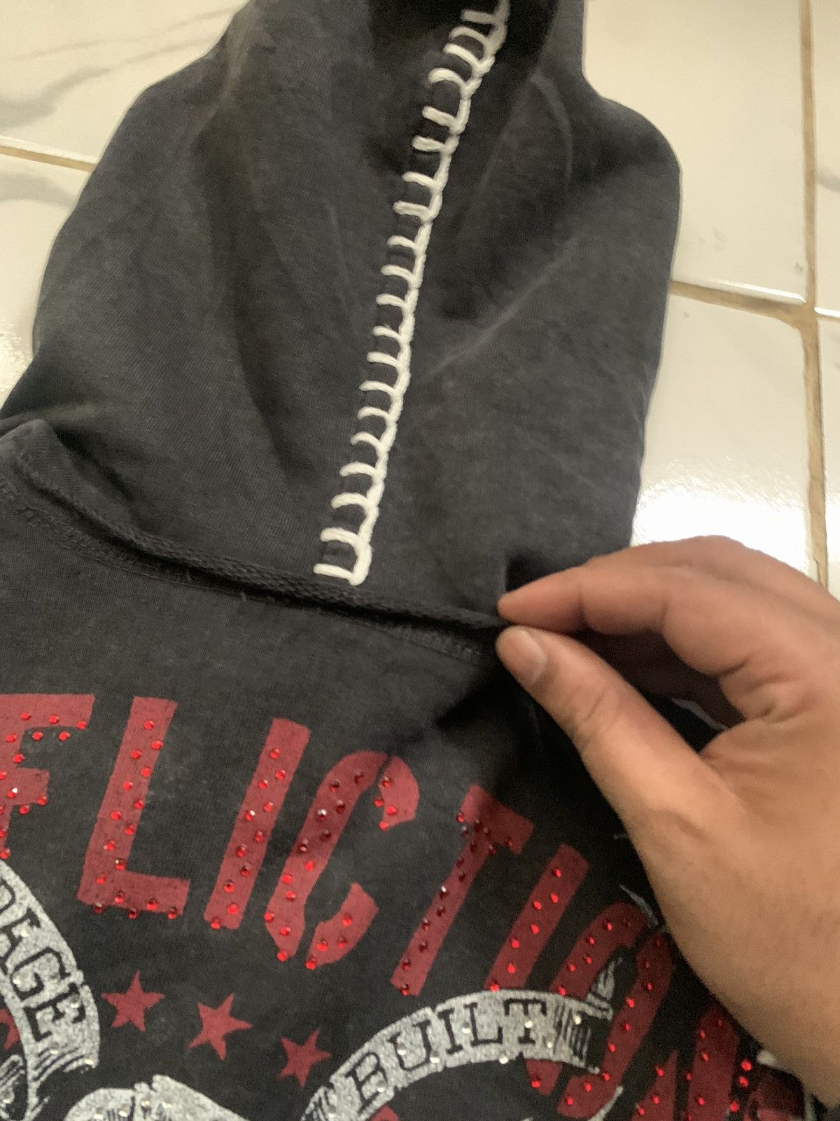 Affliction Rare y2k affliction rhinestones distressed zip up hoodie Size US XS / EU 42 / 0 - 5 Thumbnail