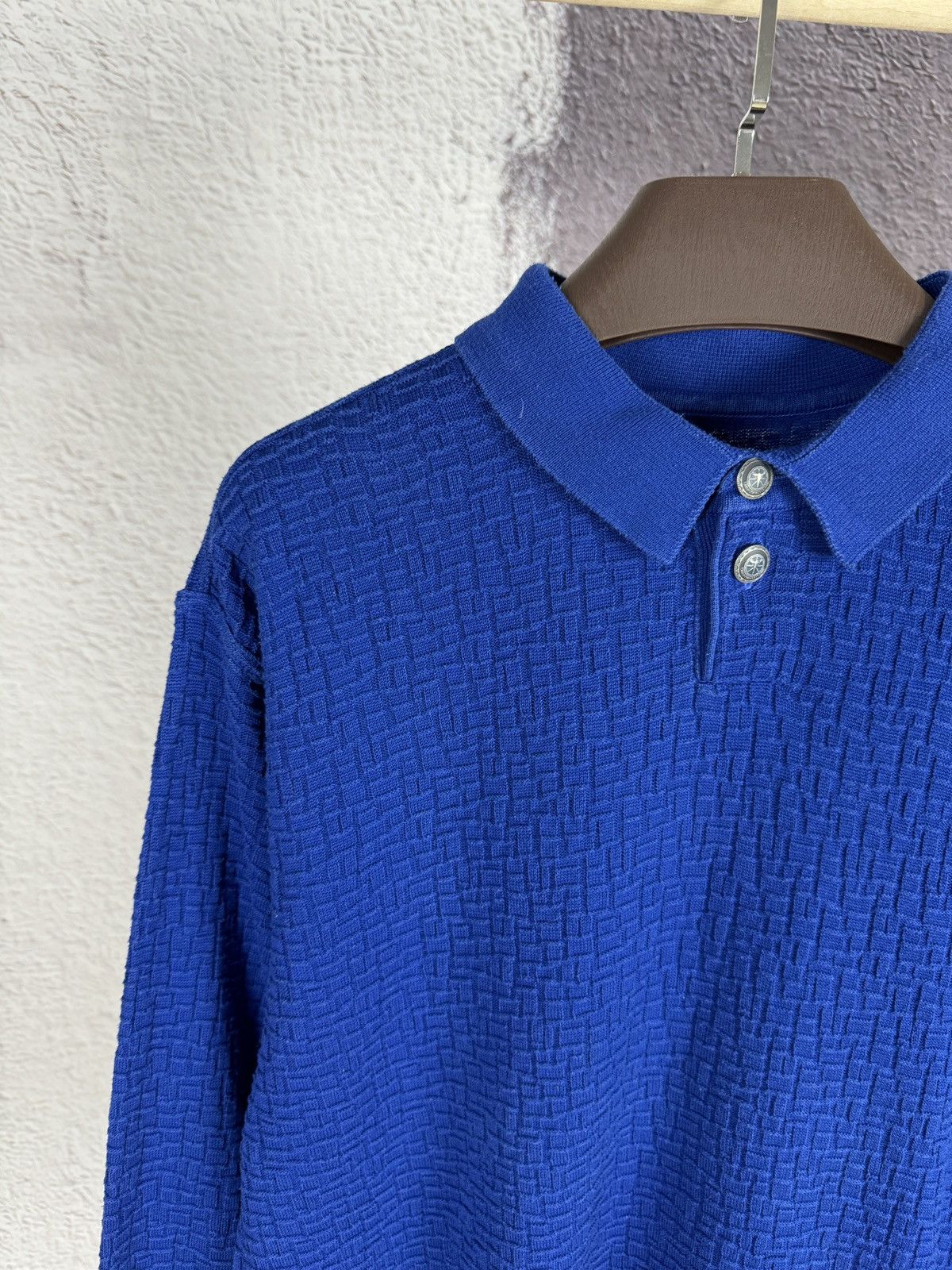 Carlo Colucci × Vintage Carlo Colucci vintage blue knitted rugby polo shirt LS Size US L / EU 52-54 / 3 - 3 Thumbnail