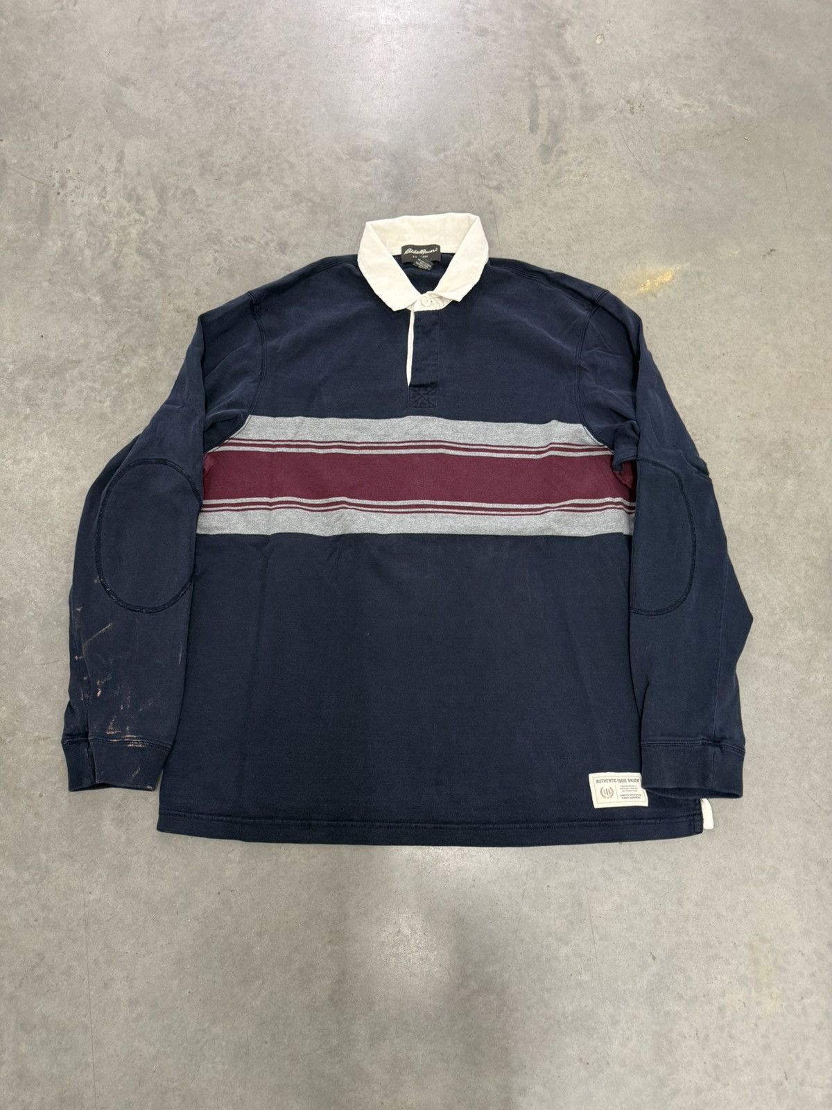 Polo Ralph Lauren Eddie Bauer Vintage Polo Rugby Padded Shirt Two Tone Navy EB Size US XL / EU 56 / 4 - 1 Thumbnail