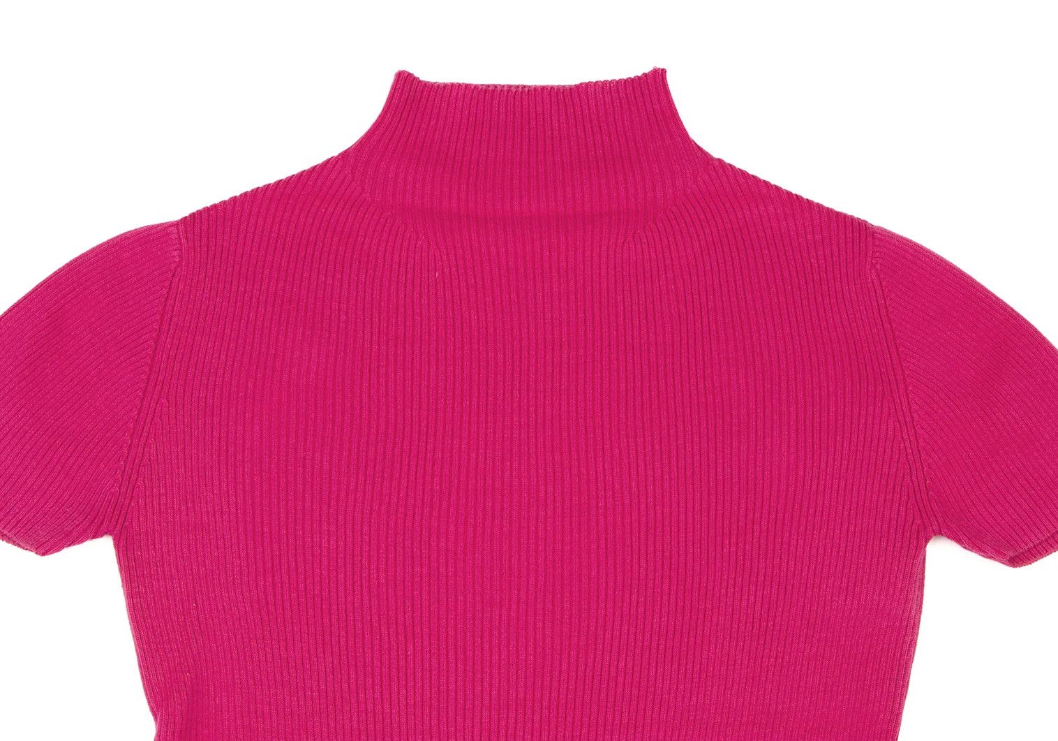 Jean Paul Gaultier Cotton Mock Neck Short Sleeve Rib Knit Sweater Pink 48 Size US M / EU 48-50 / 2 - 2 Thumbnail