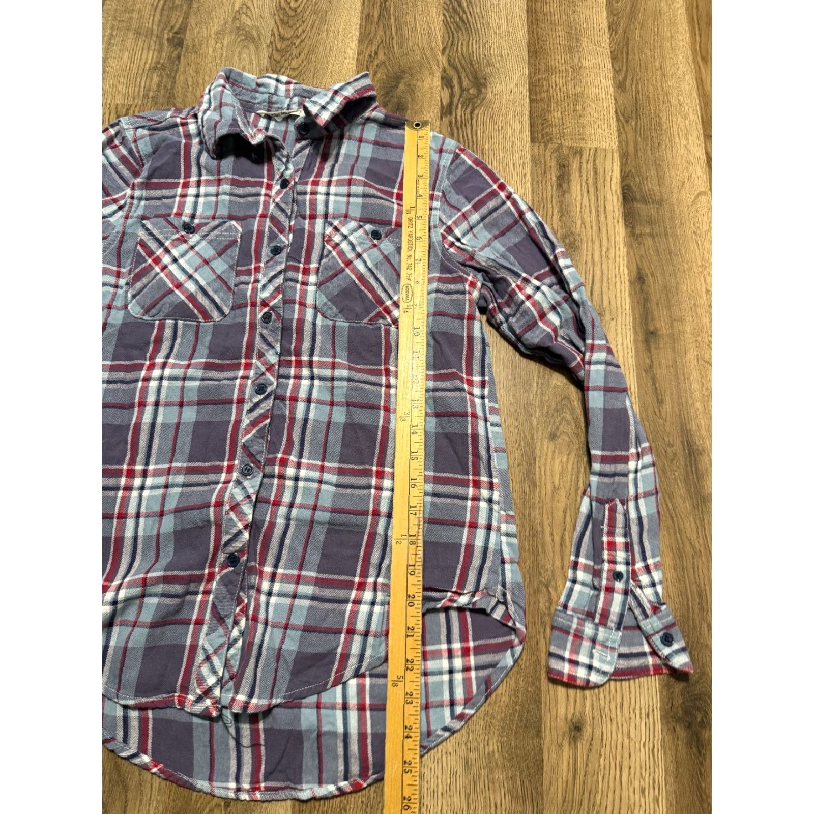 Vintage Hippie Laundry Shirt Women's Small Blue Red Purple White Plaid Button Up Size S / US 4 / IT 40 - 7 Thumbnail
