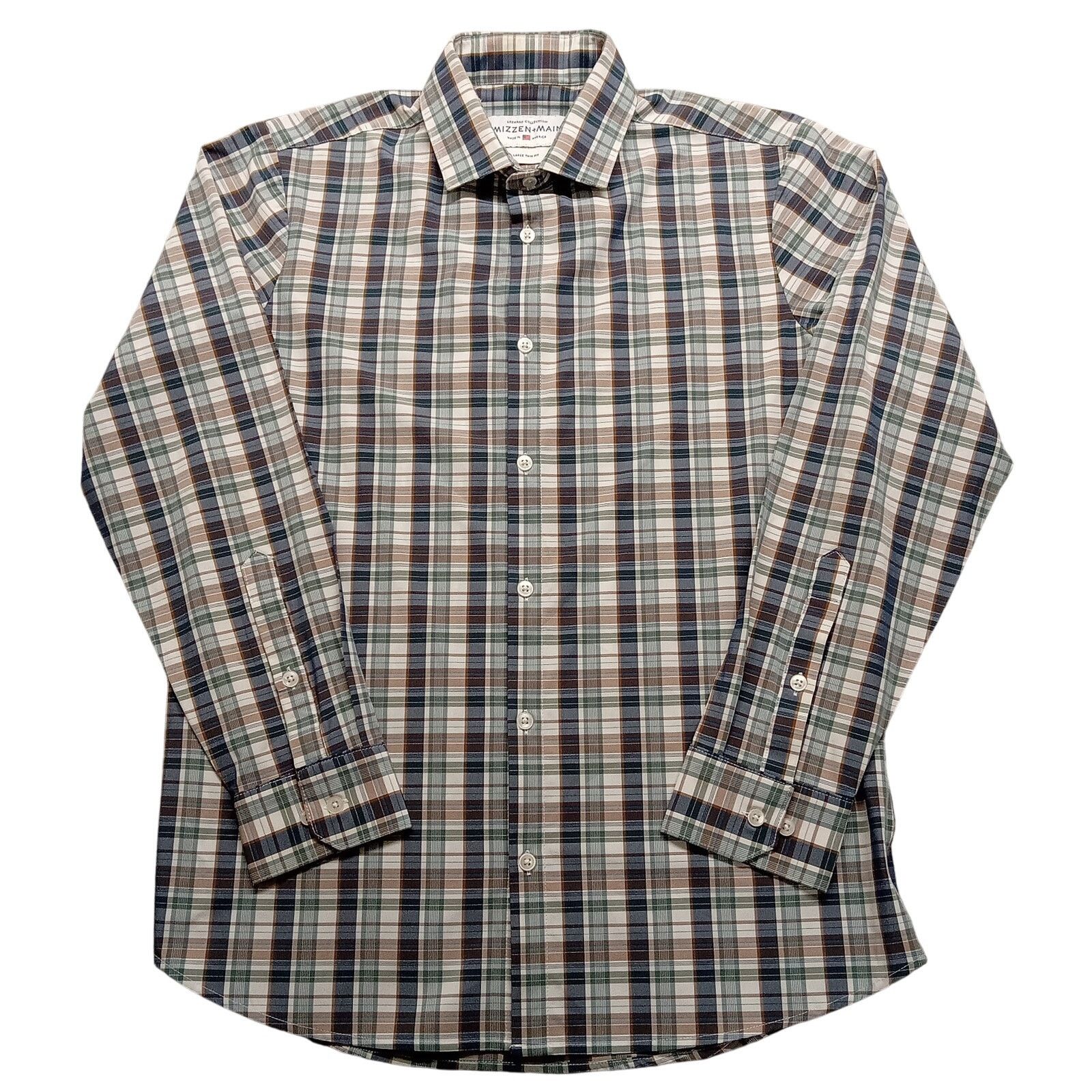 Mizzen+Main Mizzen+Main Shirt L Men's Leeward Trim Fit Blue Plaid Size US L / EU 52-54 / 3 - 1 Thumbnail