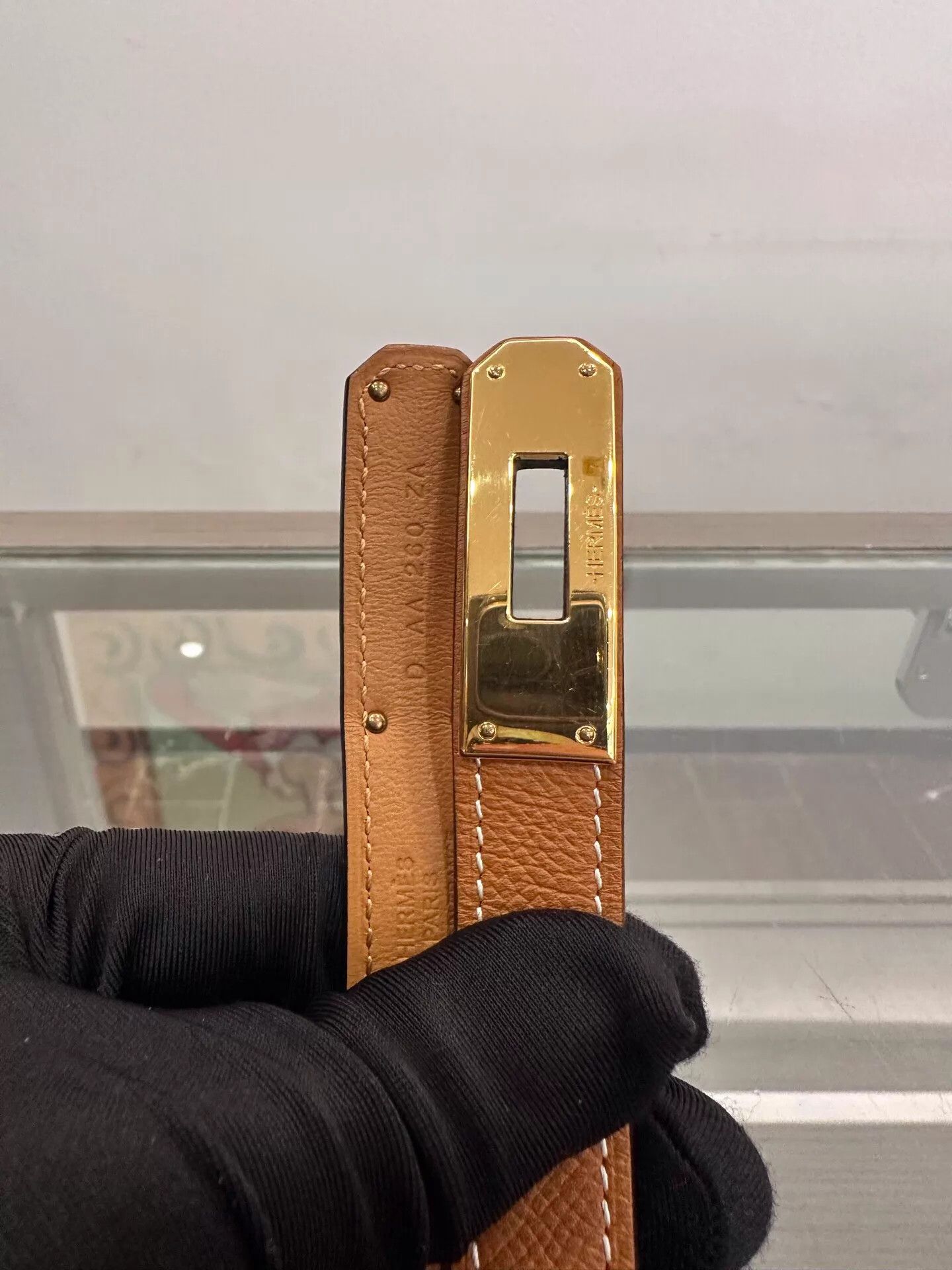 Hermes Hermes Kelly buckle 2cm belt Gold Brown 85 D mint box Size ONE SIZE - 5 Thumbnail