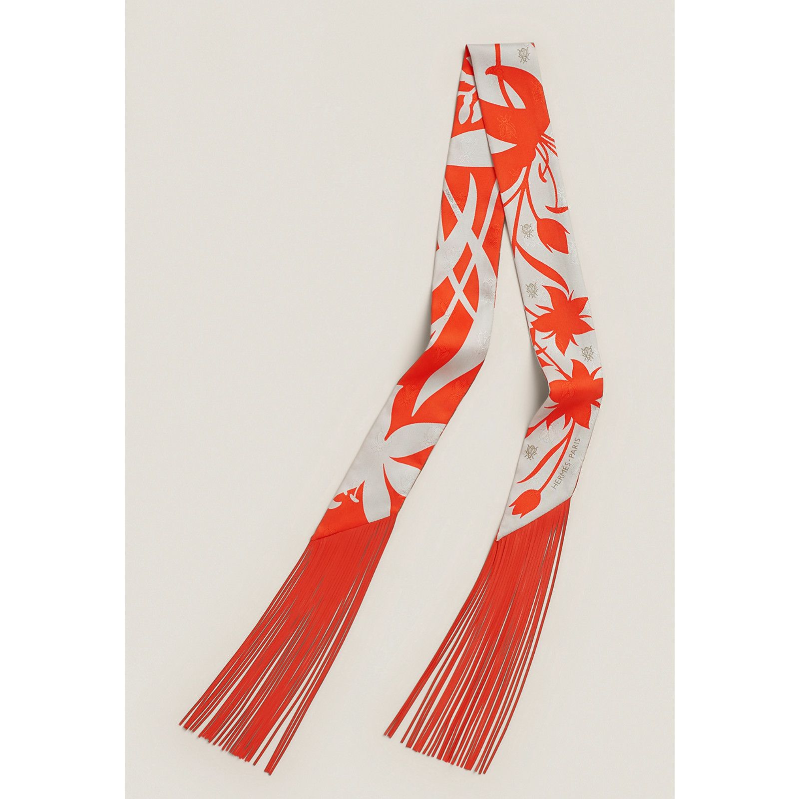 Hermes Hermes Scarf Twilly Fringe Leather Bouquet Vermillon Size ONE SIZE - 1 Thumbnail