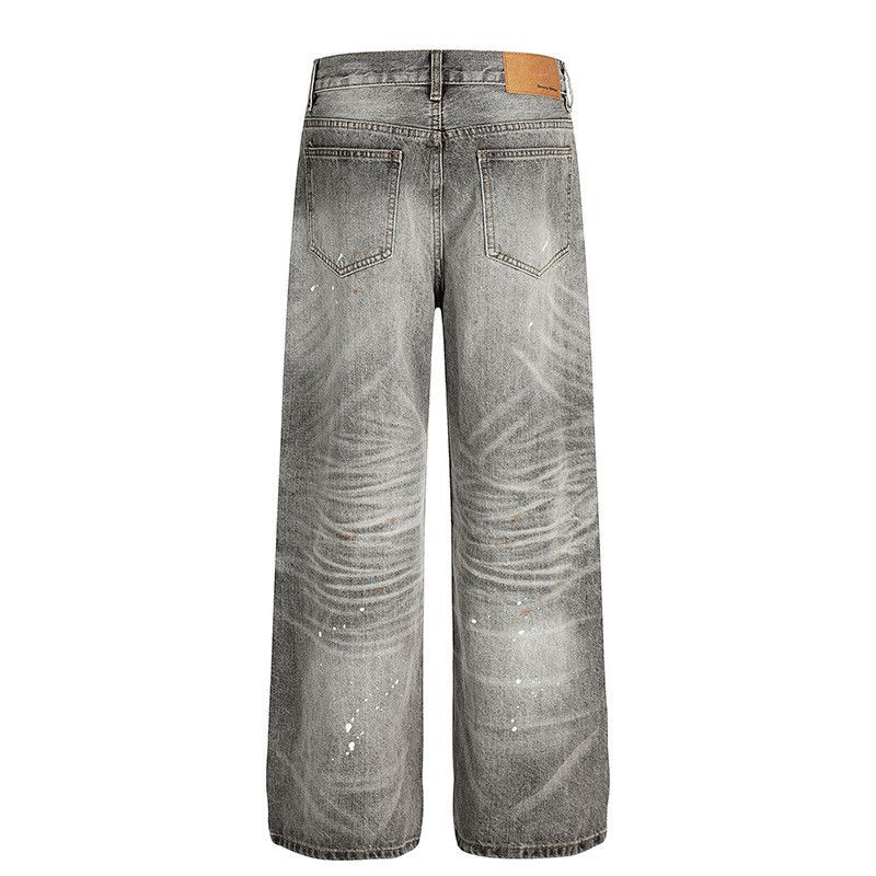 Vintage American retro washed distressed splatter paint men's jeans Size US 32 / EU 48 - 2 Thumbnail
