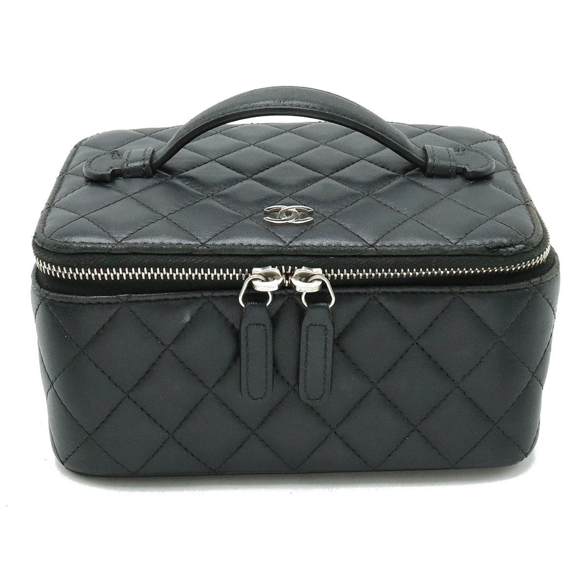 image of Chanel Matelasse Case Vanity Bag Leather Black A84295, Women's