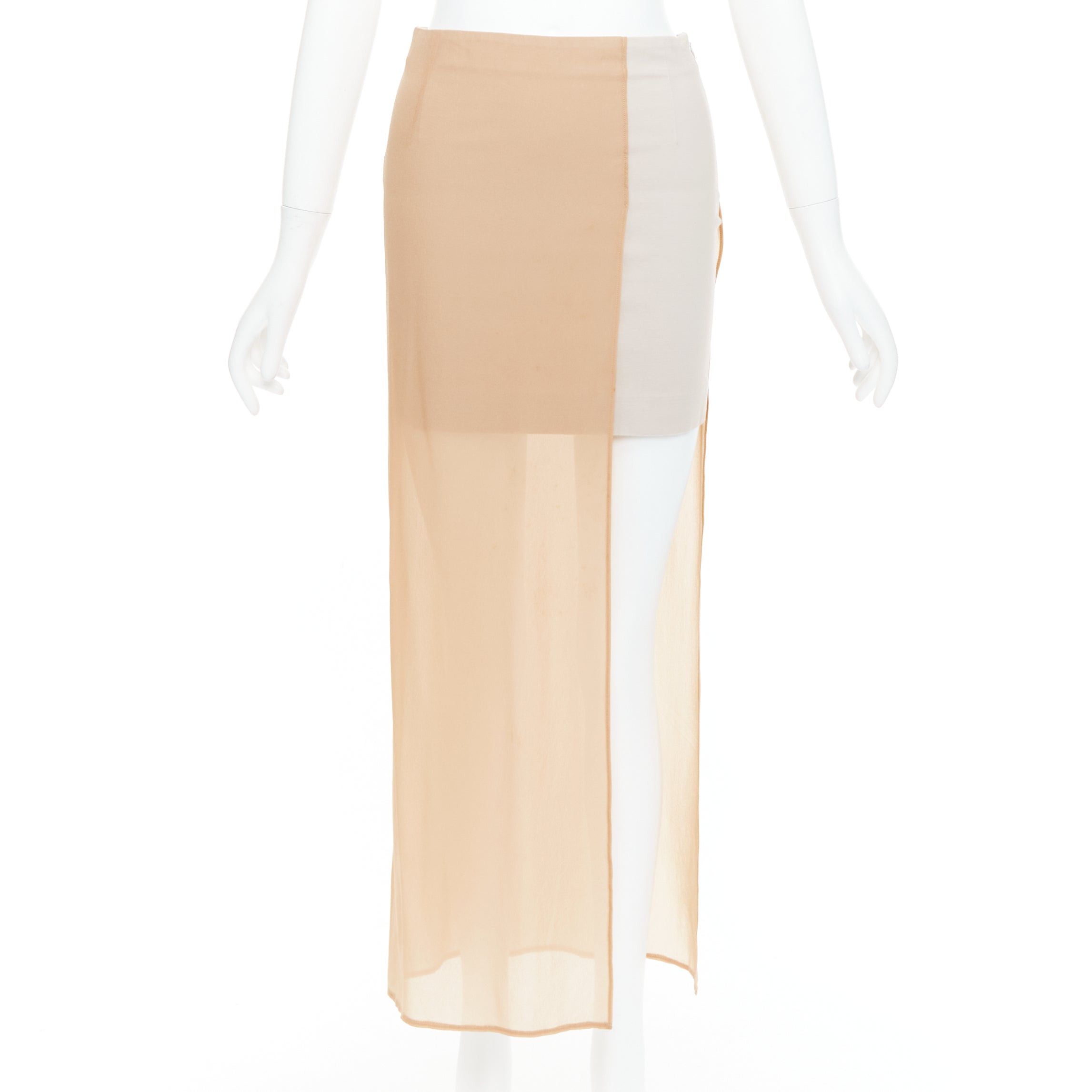 Maison Margiela MAISON MARGIELA 2013 nude cream sheer layered asymmetric skirt IT38 XS Size 28" / US 6 / IT 42 - 1 Thumbnail