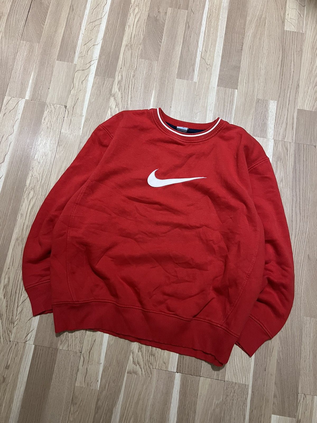 Nike × Vintage Nike big swoosh hype vintage drill sweatshirt y2k style 90s Size US L / EU 52-54 / 3 - 1 Thumbnail