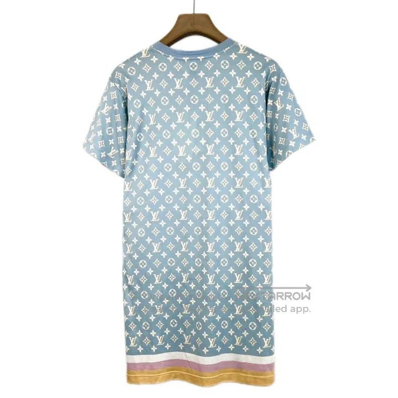 Louis Vuitton Louis Vuitton Blue Round Neck Full Print Mid-Waist Slim Mi Size S / US 4 / IT 40 - 2 Thumbnail