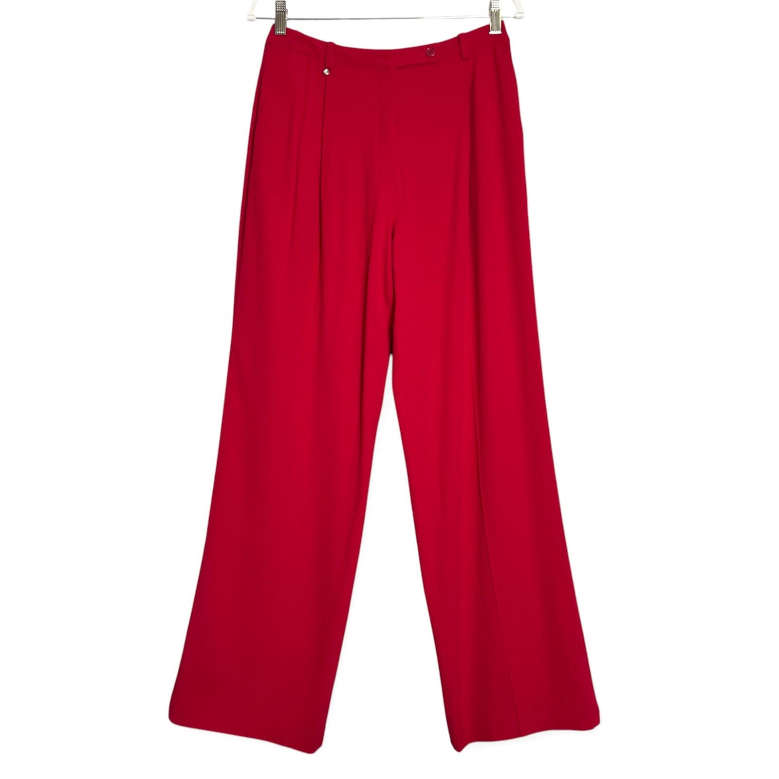 Sonia Rykiel Paris Wide Leg Pleated Pant FR 40 WAIST 28 Red