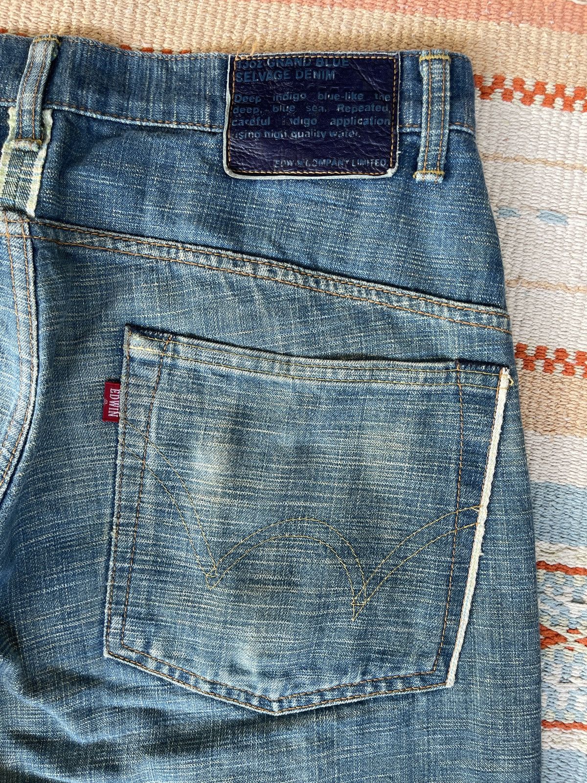 Edwin Rare‼️Vintage 90s🔥EDWIN🔥13oz Grand Blue Selvedge Denim Size US 33 - 5 Thumbnail