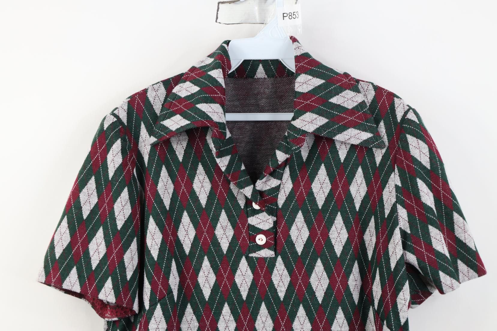 Vintage Vintage 60s 70s Streetwear Argyle Diamond Knit Polo USA Size L / US 10 / IT 46 - 2 Thumbnail