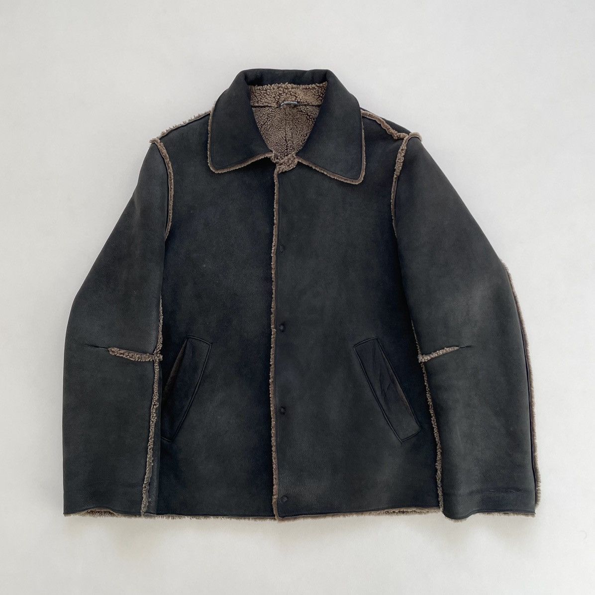 Ann Demeulemeester Early 2000s Black/Brown Shearling Jacket Size US M / EU 48-50 / 2 - 21 Thumbnail