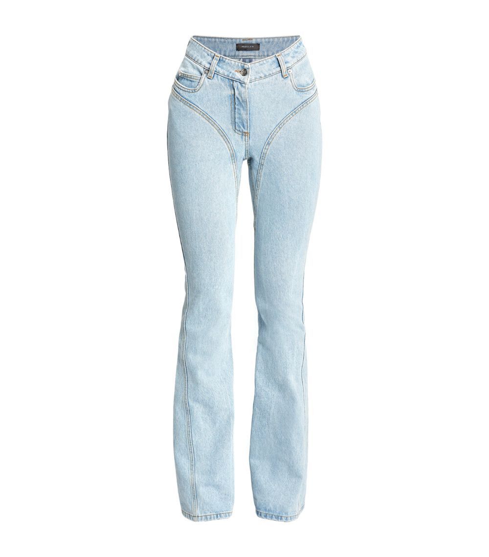 Mugler o1s22i1n1024 Skinny Flared Jeans in Light Blue Size 25" / US 0 / IT 36 - 1 Thumbnail