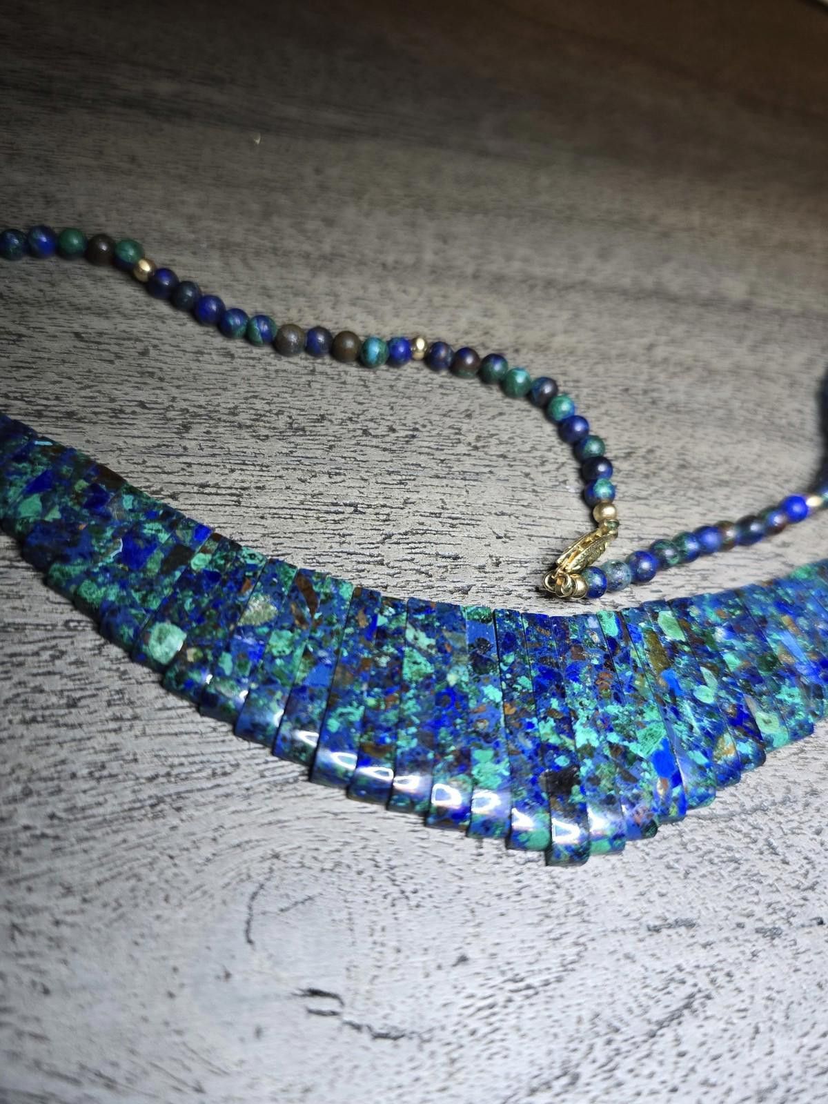 The Unbranded Brand Vibrant Azurmalachite Azurite Slab Necklace Artisan-Cut Size ONE SIZE - 1 Thumbnail