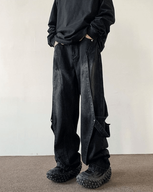 Japanese Brand × Jean Men's cool washed distressed loose straight cargo jeans Size US 32 / EU 48 - 1 Thumbnail