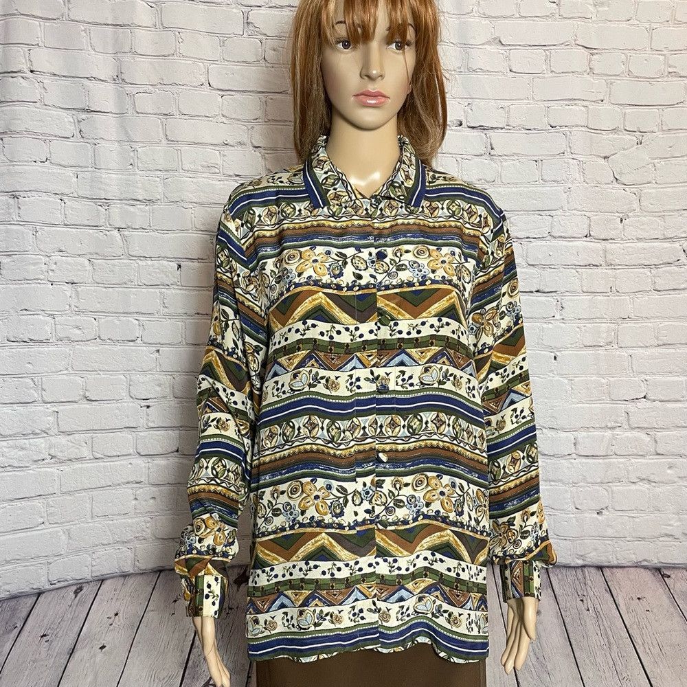 Other Vintage Quo-Silk 100% Silk Long Sleeve Blouse Size M Size M / US 6-8 / IT 42-44 - 1 Thumbnail