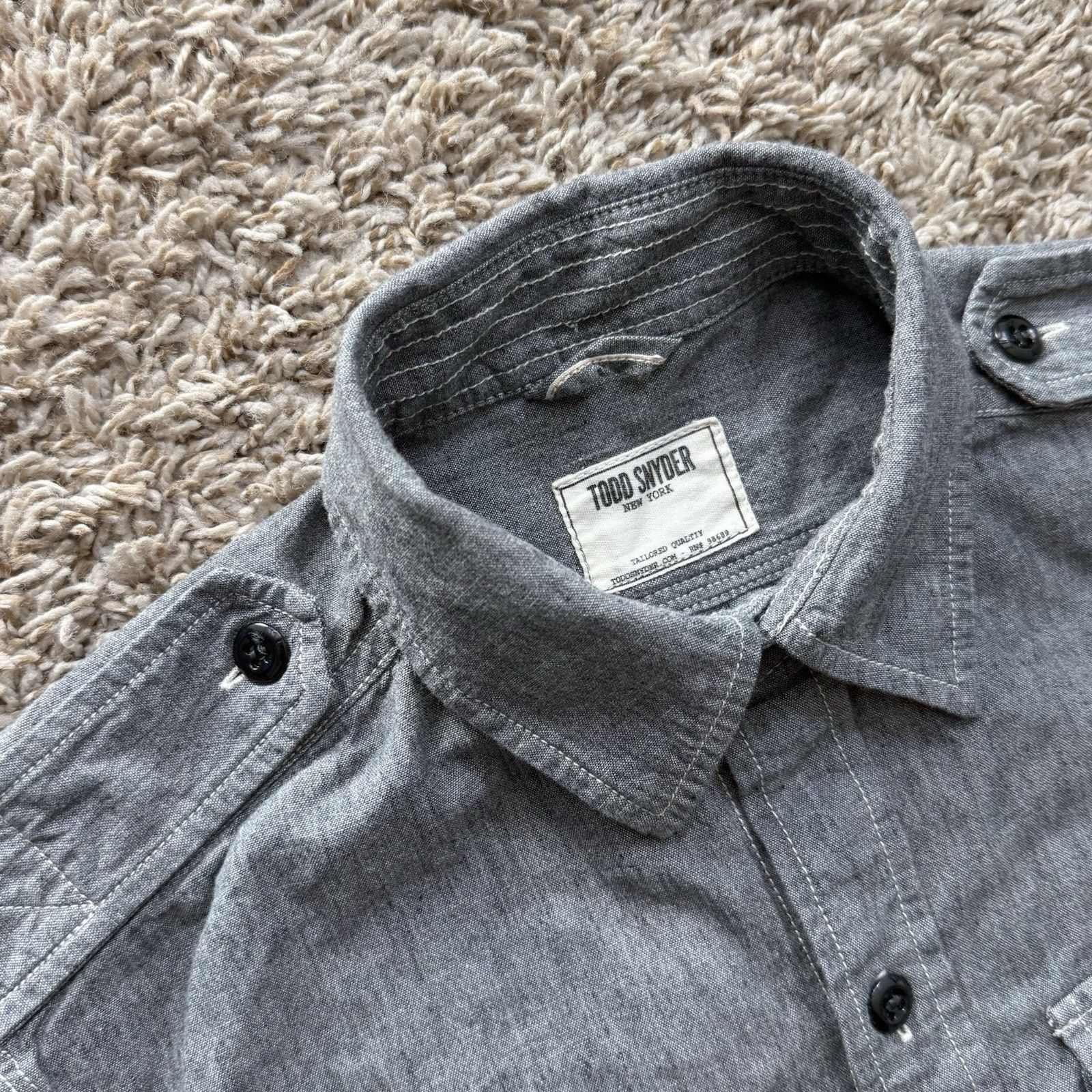 Todd Snyder Todd Snyder Shirt Grey Chambray Military Epaulettes Roll Tab Size US S / EU 44-46 / 1 - 3 Thumbnail