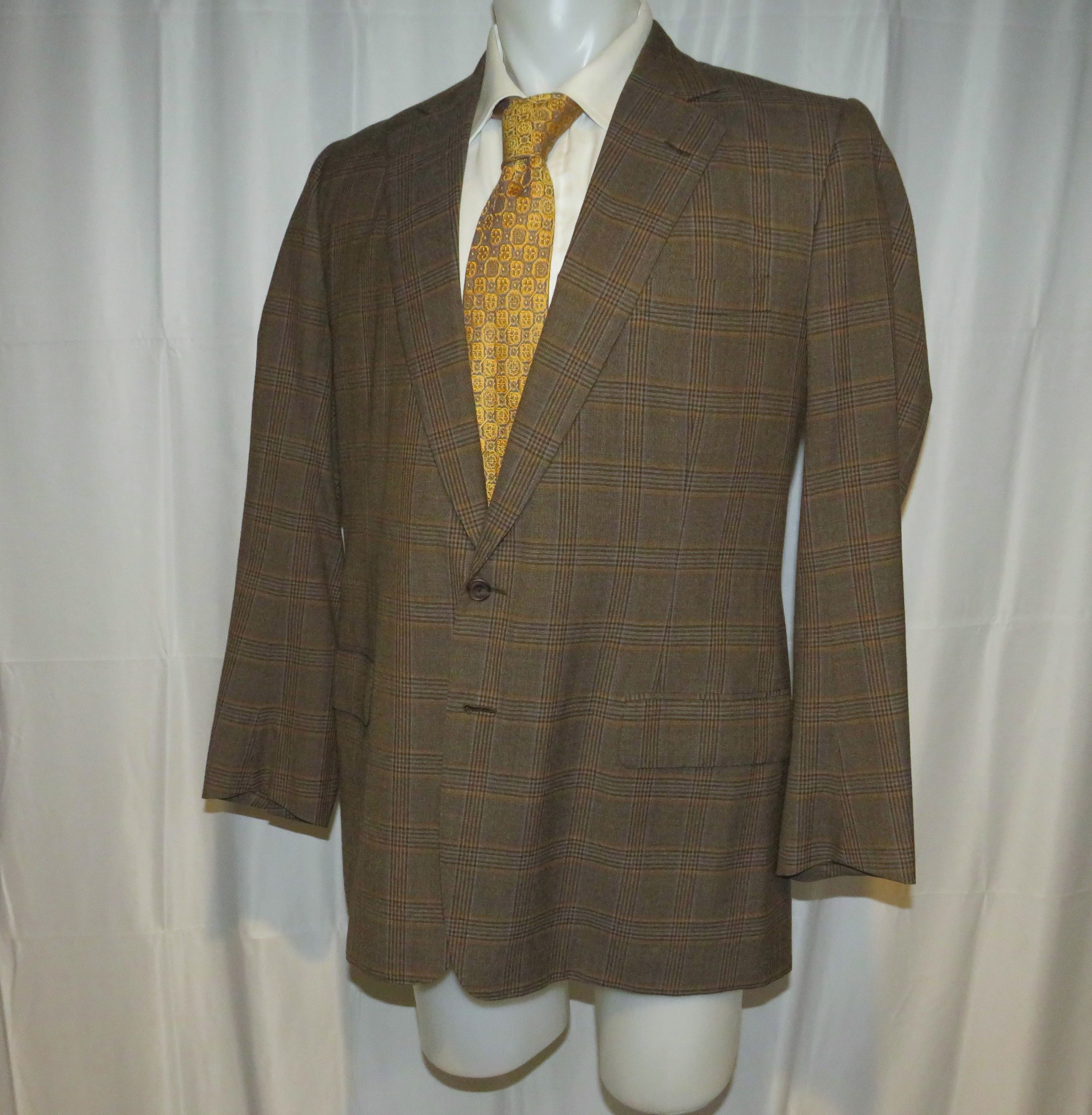Henry Poole × Savile Row Brown Plaid Bespoke Two Button Sport Coat 40XL Size 40L - 6 Thumbnail