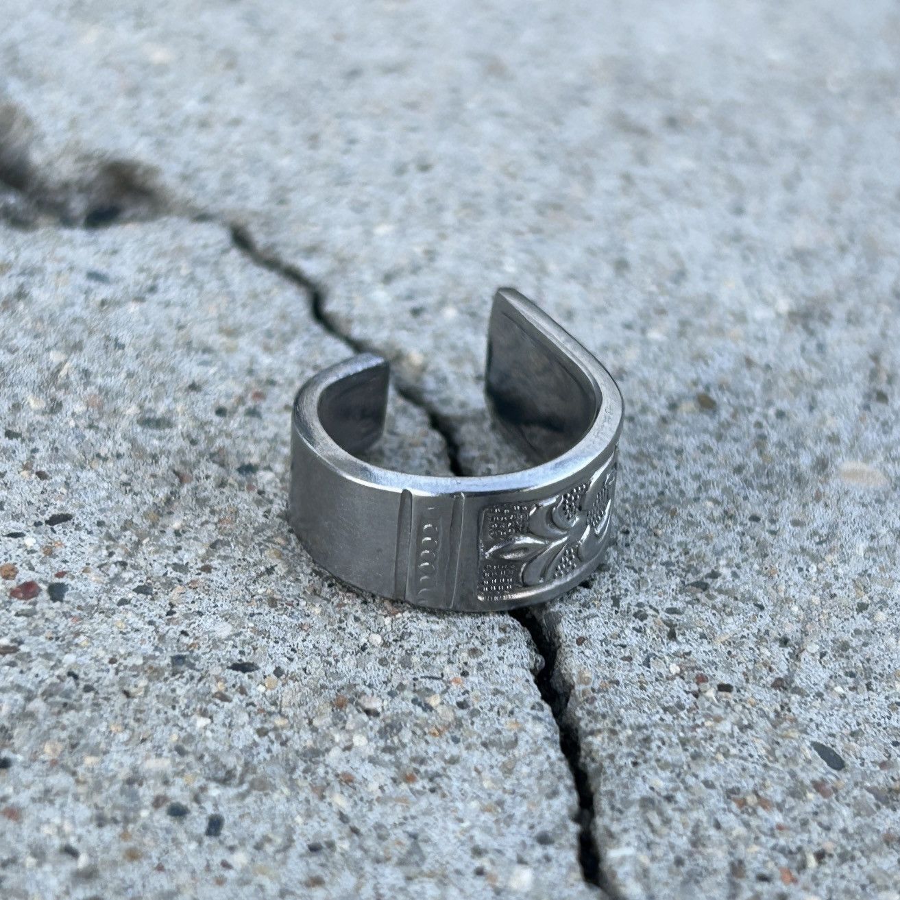 Vintage Drop Edge 1/1 Silver Ring Size ONE SIZE - 3 Thumbnail