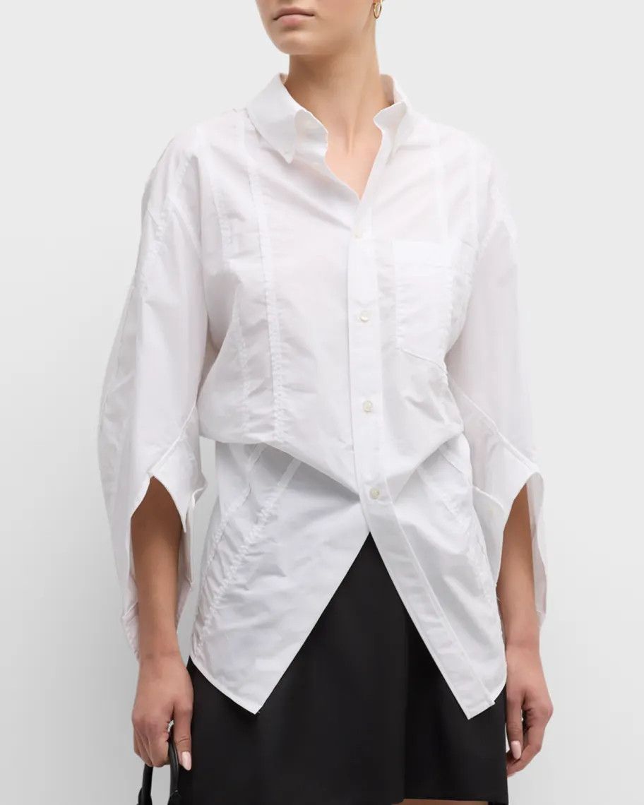 Balenciaga o1bcso1str1124 DIY Twisted Sleeve Shirt Large Fit in White Size XS / US 0-2 / IT 36-38 - 2 Thumbnail