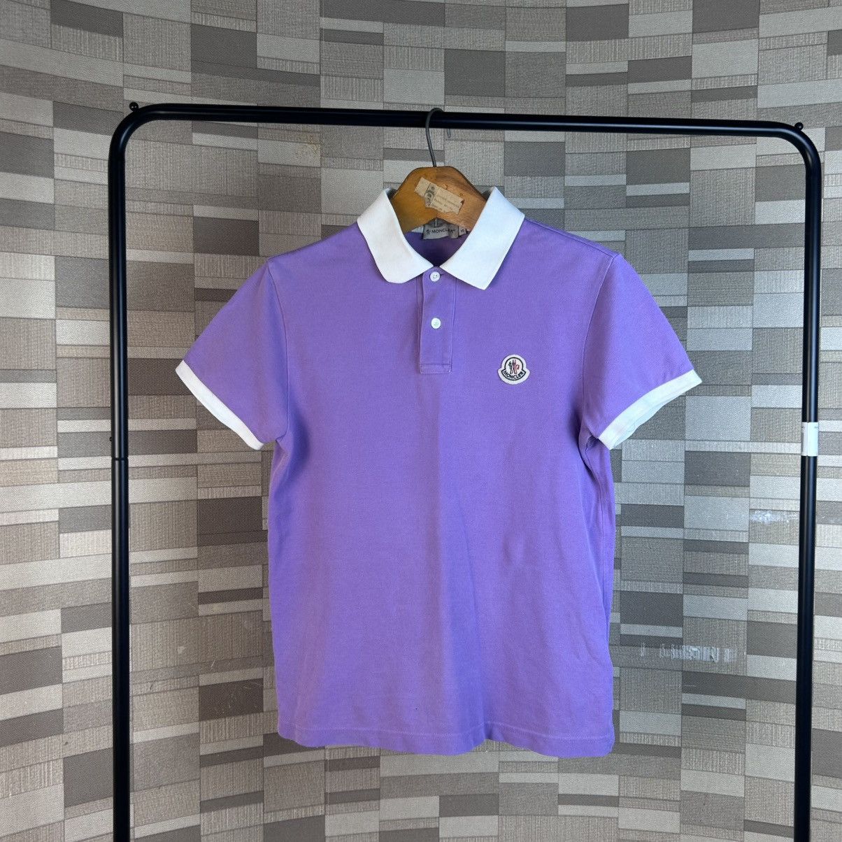 Moncler Luxury Men's Polo Shirt Moncler Lilac Logo Size US S / EU 44-46 / 1 - 3 Thumbnail