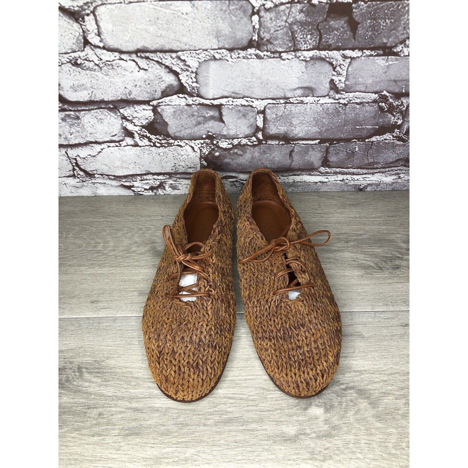 Cole Haan Cole Haan Resort Brown Leather Woven Basket Weave Woven Lace Size US 7.5 / IT 37.5 - 17 Thumbnail