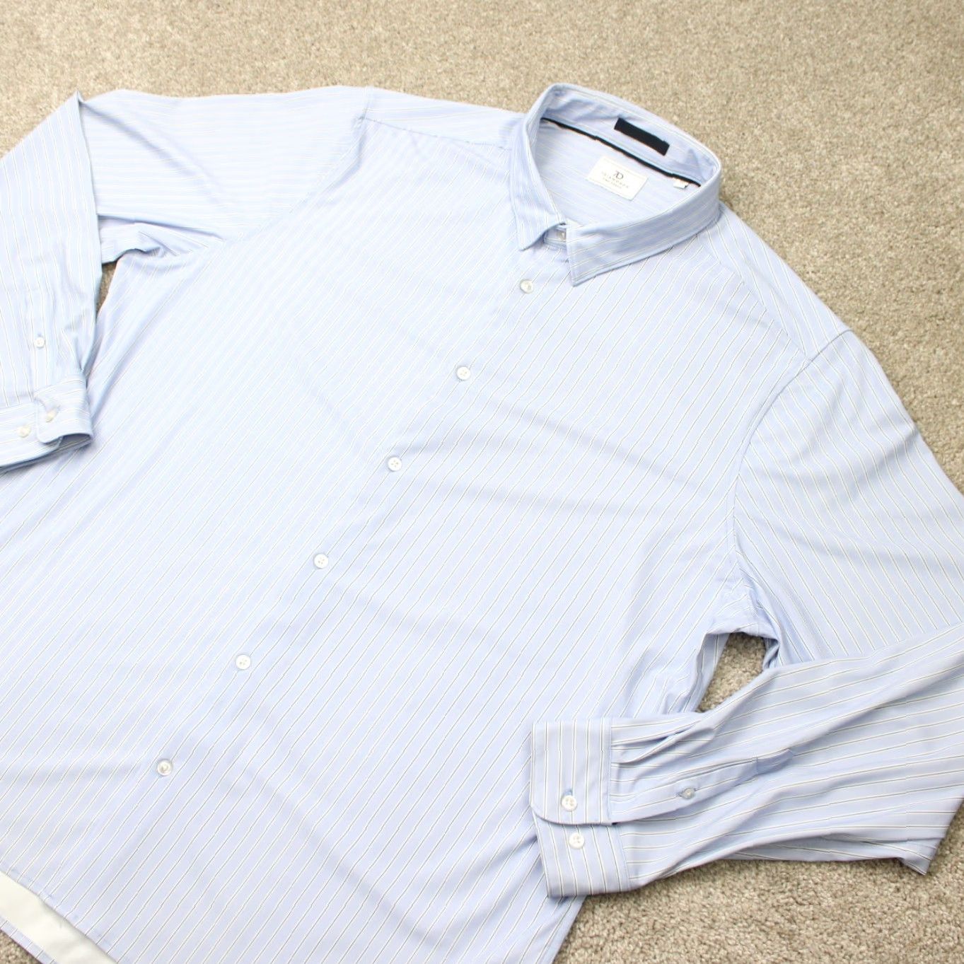 Vintage 7 Diamonds Shirt Mens 2XL Blue Striped 4 Way Stretch Long Sleeve Button-Up Shirt Size US XXL / EU 58 / 5 - 3 Thumbnail