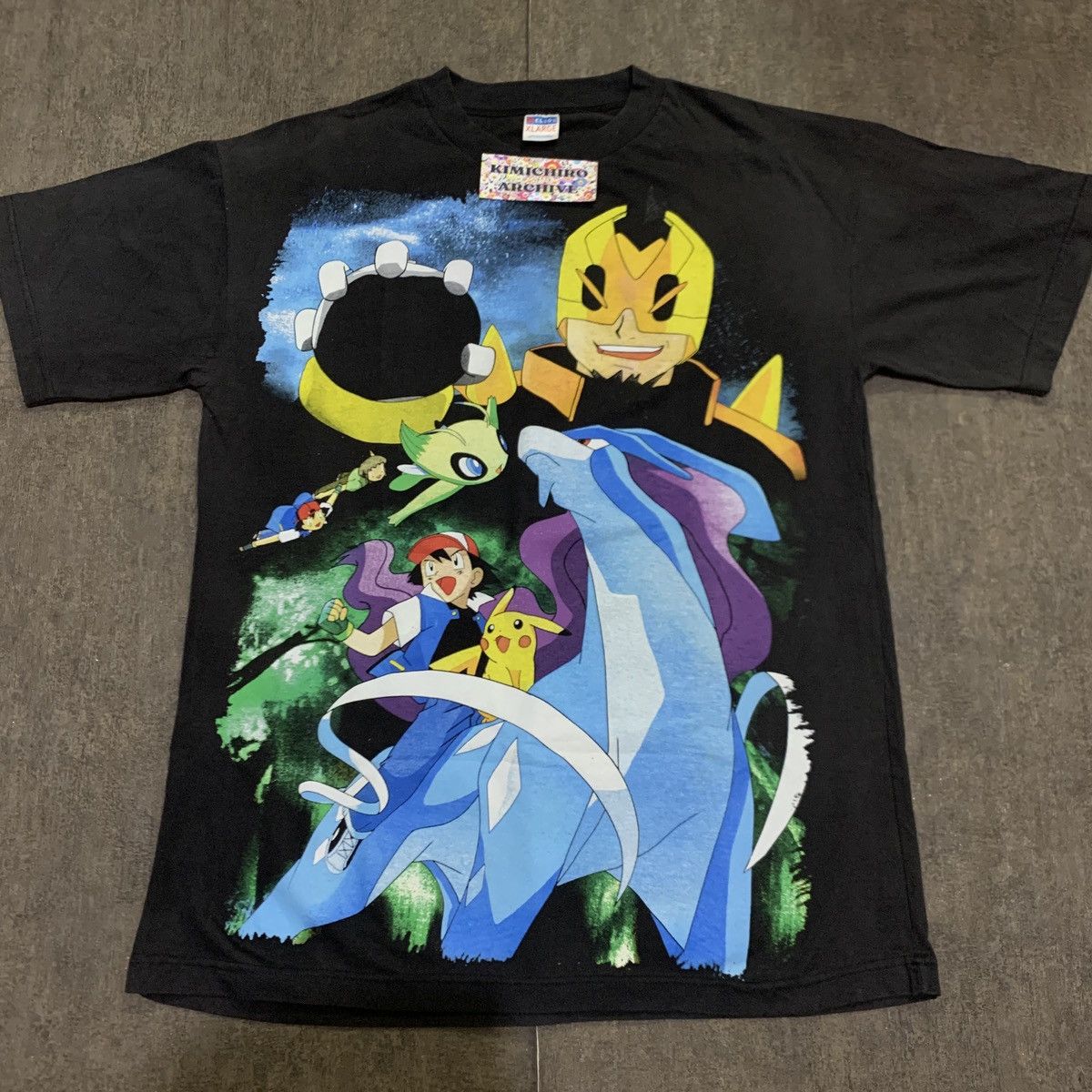 image of Pokemon X Ash Ketchum X Team Rocket X Pikachu X Fans Bbotleg in Faded Black, Men's (Size XL)