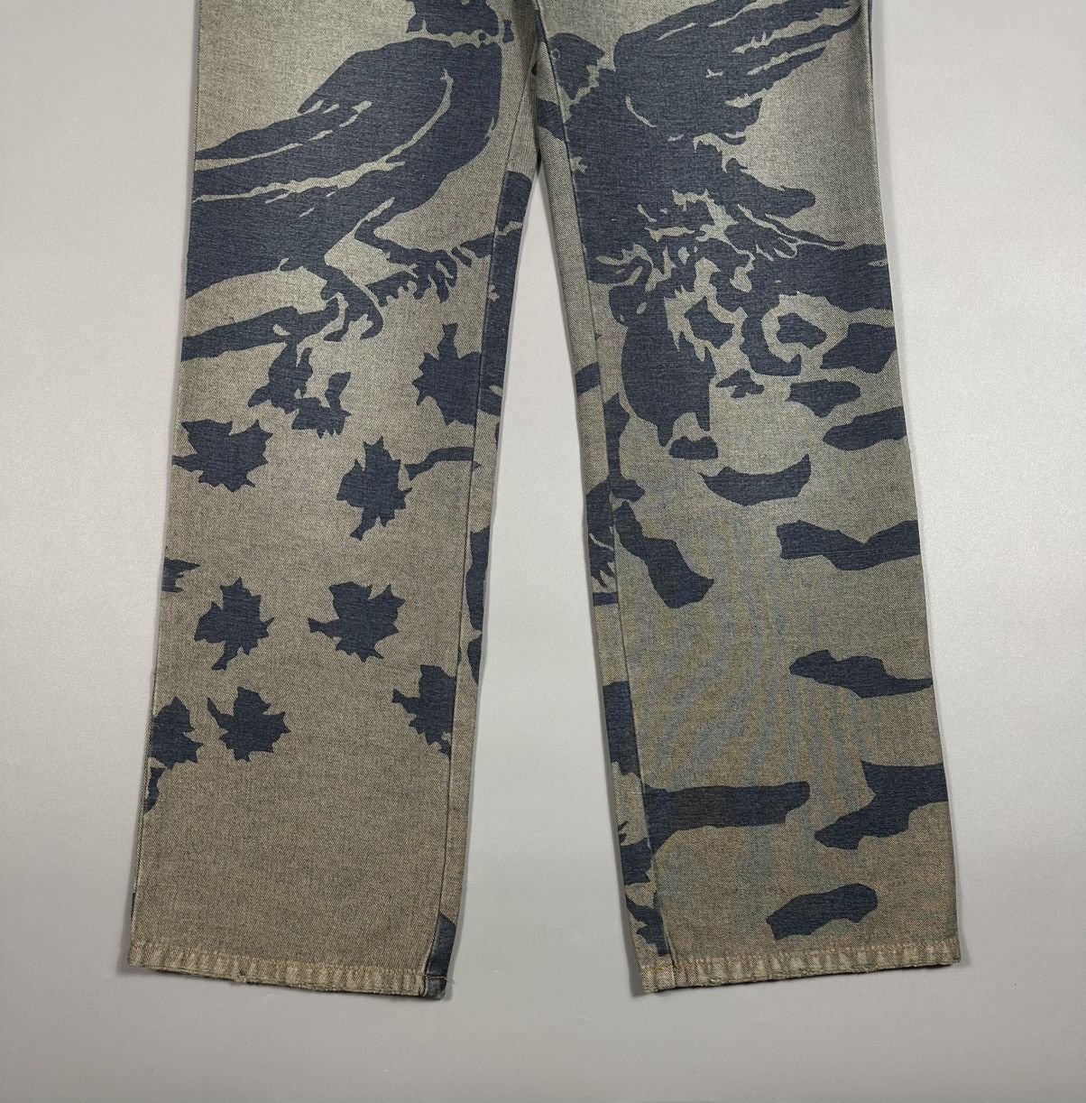 Just Cavalli 00s Just Cavalli Birds Raven Denim Straight Jeans Size US 33 - 6 Thumbnail