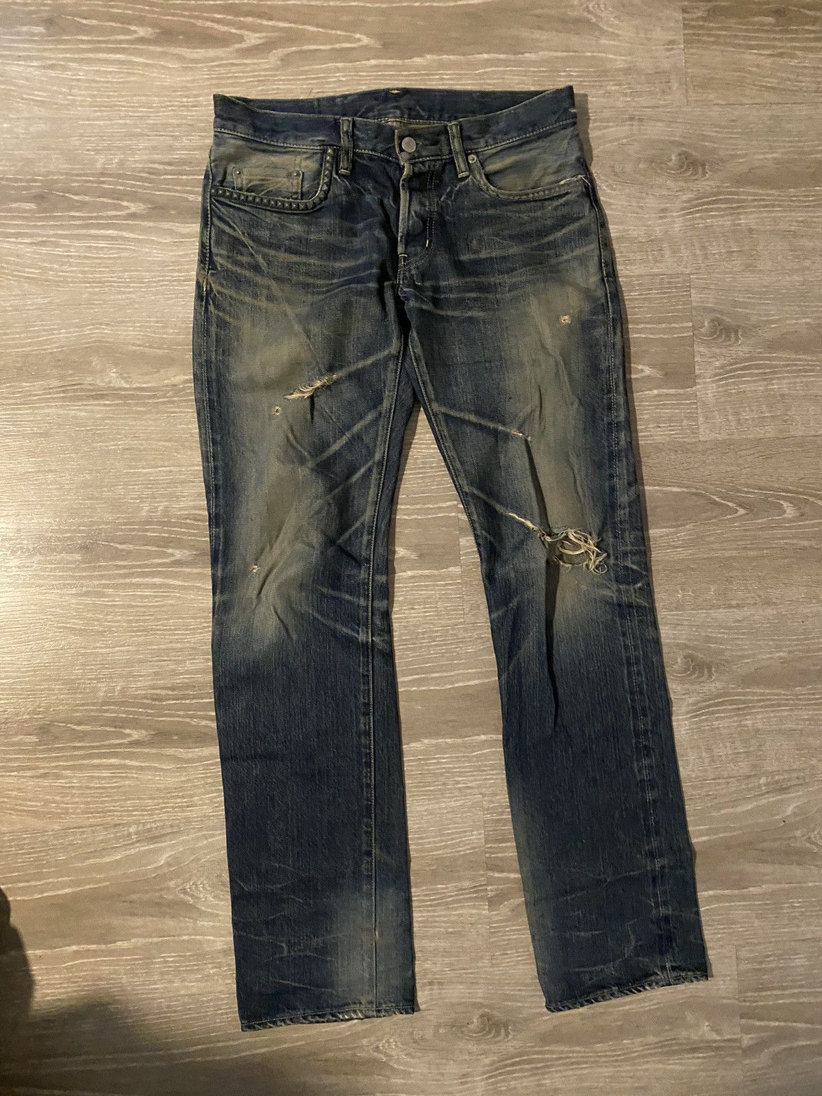 image of 2000S Hysteric Glamour Studded Denim in Blue, Men's (Size 30)