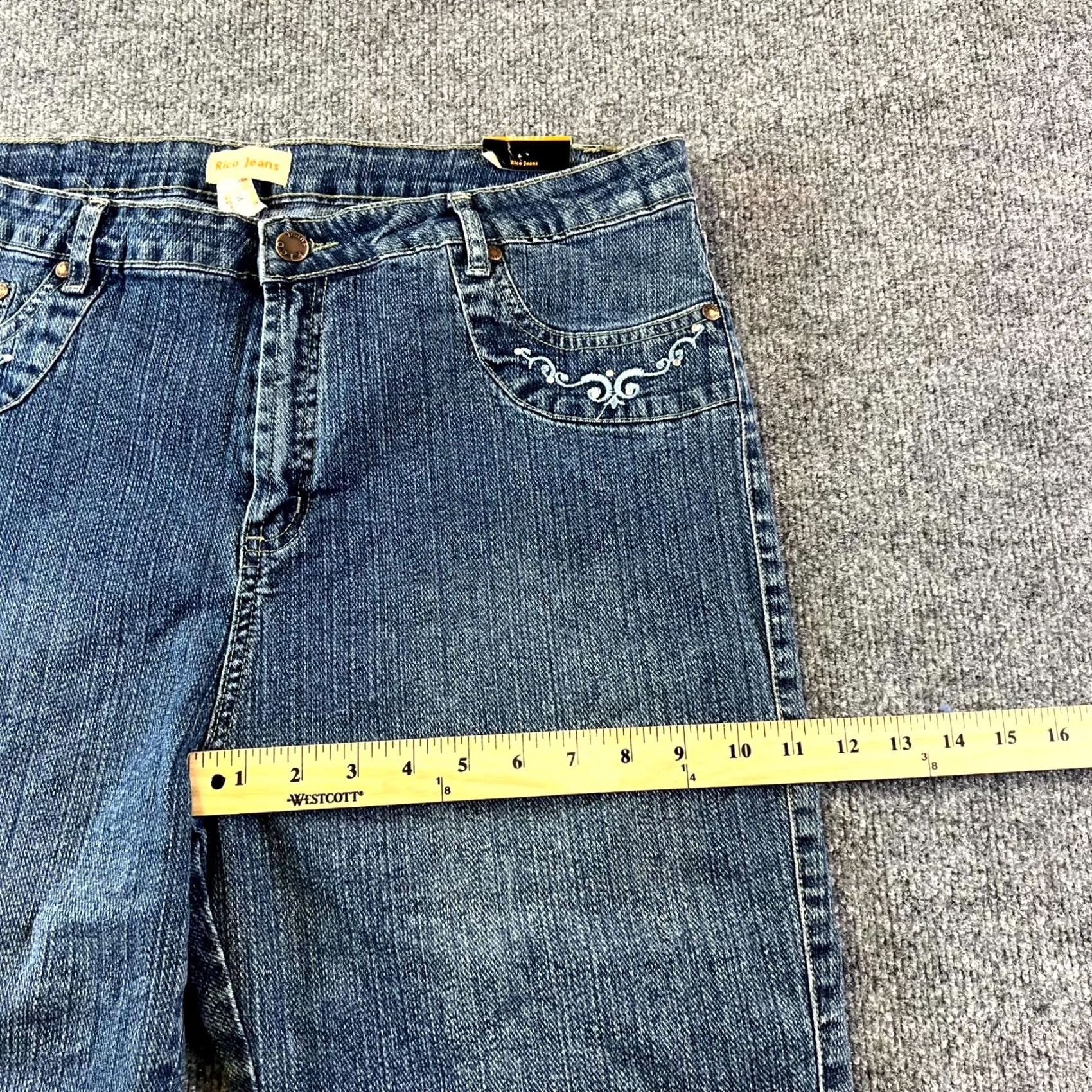 Vintage Rico Capri Jeans Women's 21 Blue Cotton Denim Faded Workwear Travel Stretch Jeans Size 42" / US 20 - 4 Thumbnail