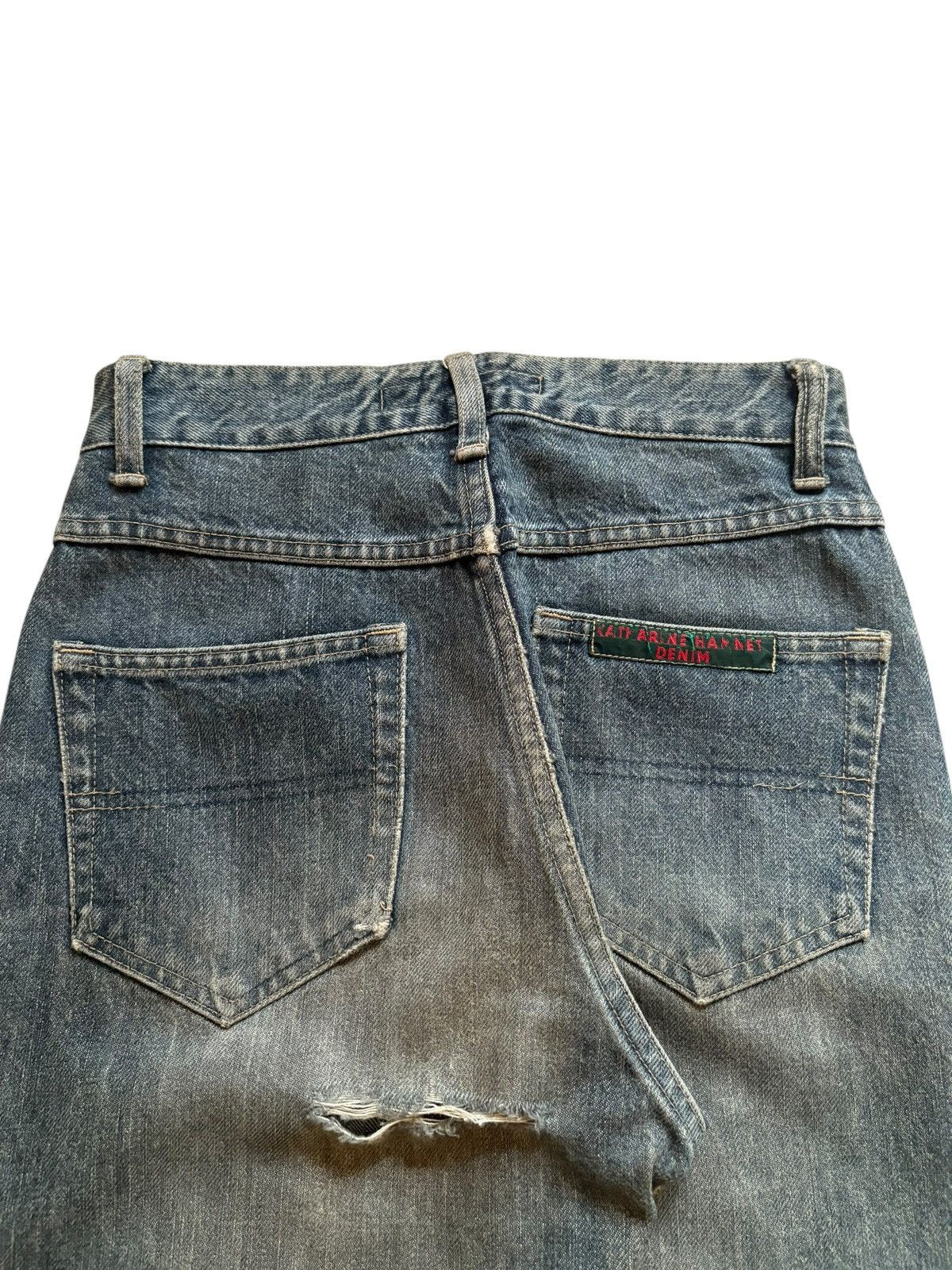 Designer × Katharine Hamnett London Vintage Katharine Mud Wash Distressed Ripped Bootcut Jeans Size 25" / US 0 / IT 36 - 9 Thumbnail
