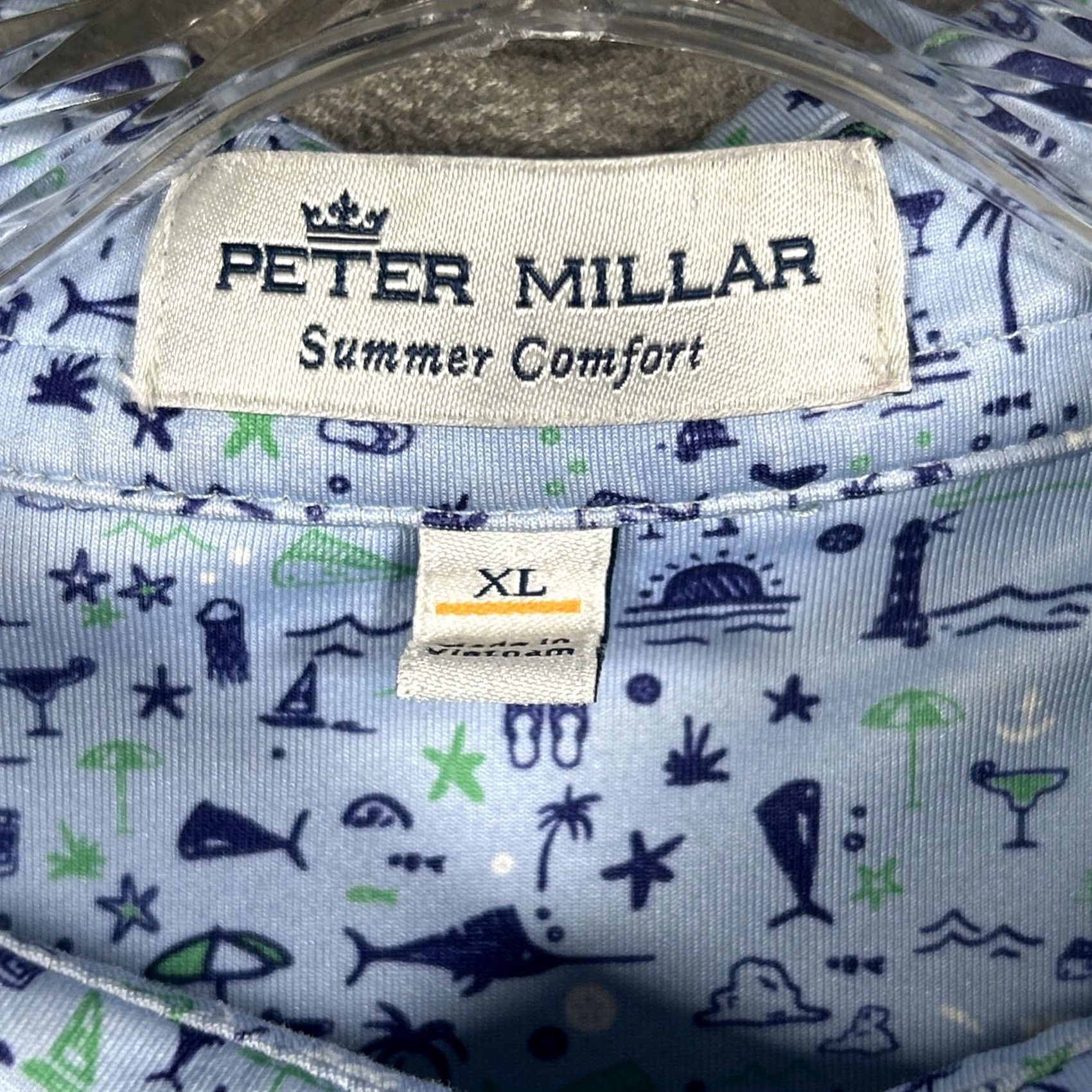Peter Millar Peter Millar Polo Shirt XL Blue Summer Comfort Golf Beach Fishing All Over Print Size US XL / EU 56 / 4 - 3 Thumbnail