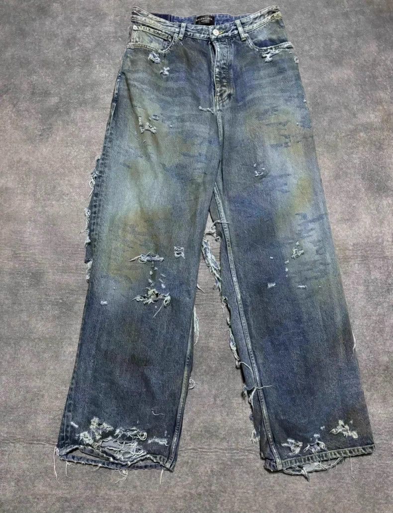 Balenciaga Balenciaga size S Blue Indigo Destroyed Jeans Size US 27 - 2 Thumbnail