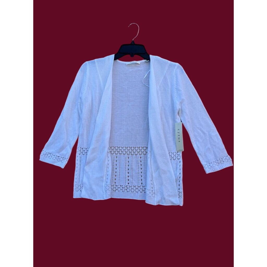 Other CYRUS - Women's 3/4 Sleeve Lace Cardigan - White - Small Size S / US 4 / IT 40 - 2 Thumbnail