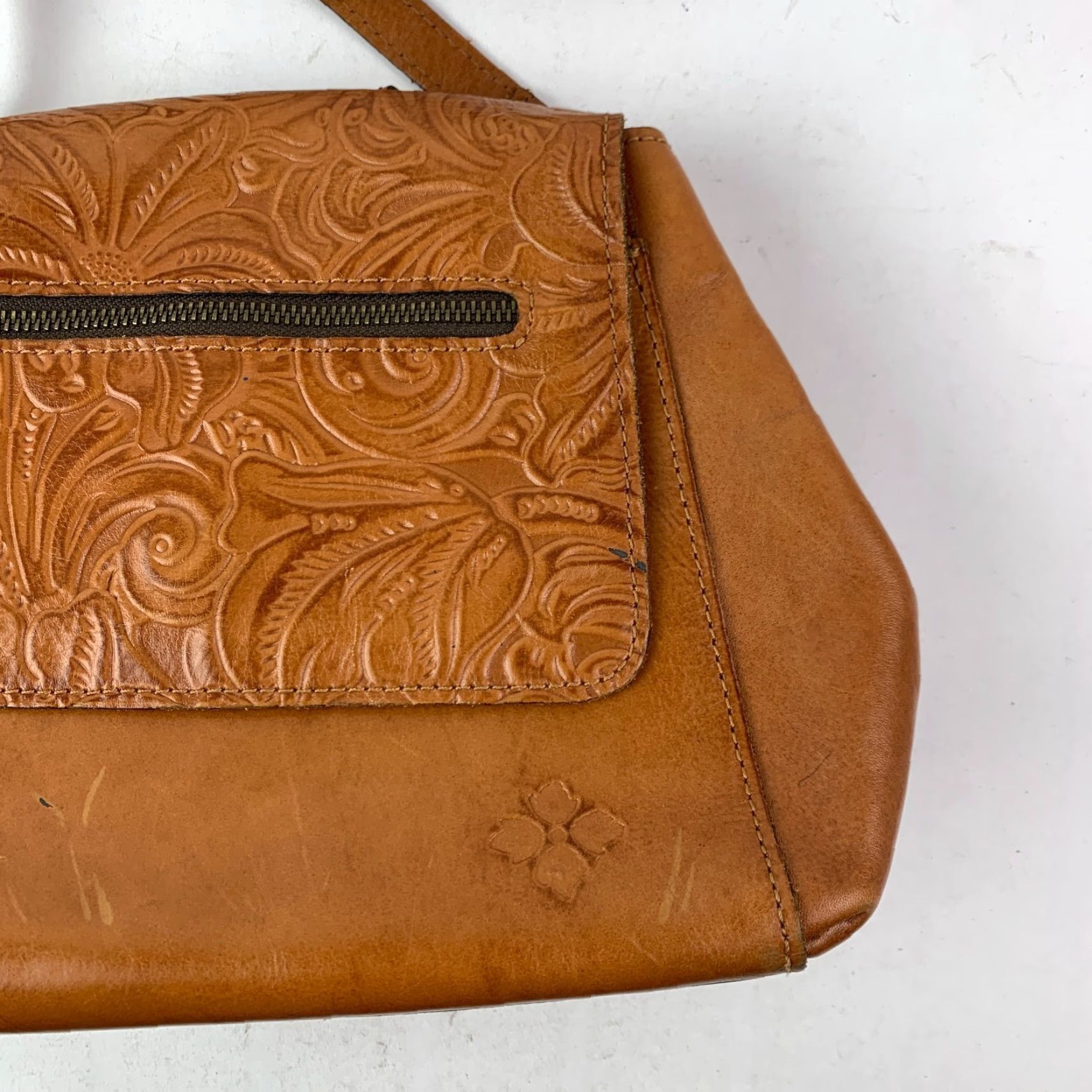Patricia Nash Patricia Nash Tooled Leather Crossbody Purse Flap Handbag Crossbody Bag Brown 9.75in 9.25in Medium Floral Women Size ONE SIZE - 3 Thumbnail