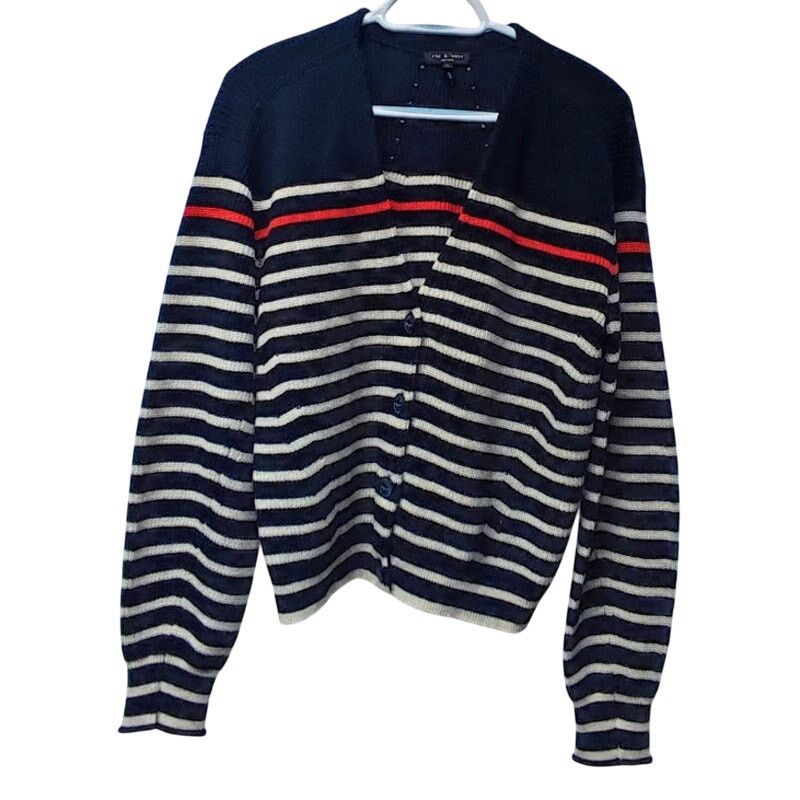 Rag & Bone Rag & Bone Striped Cardigan Cotton-Cashmere Pointelle Size M Size M / US 6-8 / IT 42-44 - 1 Thumbnail